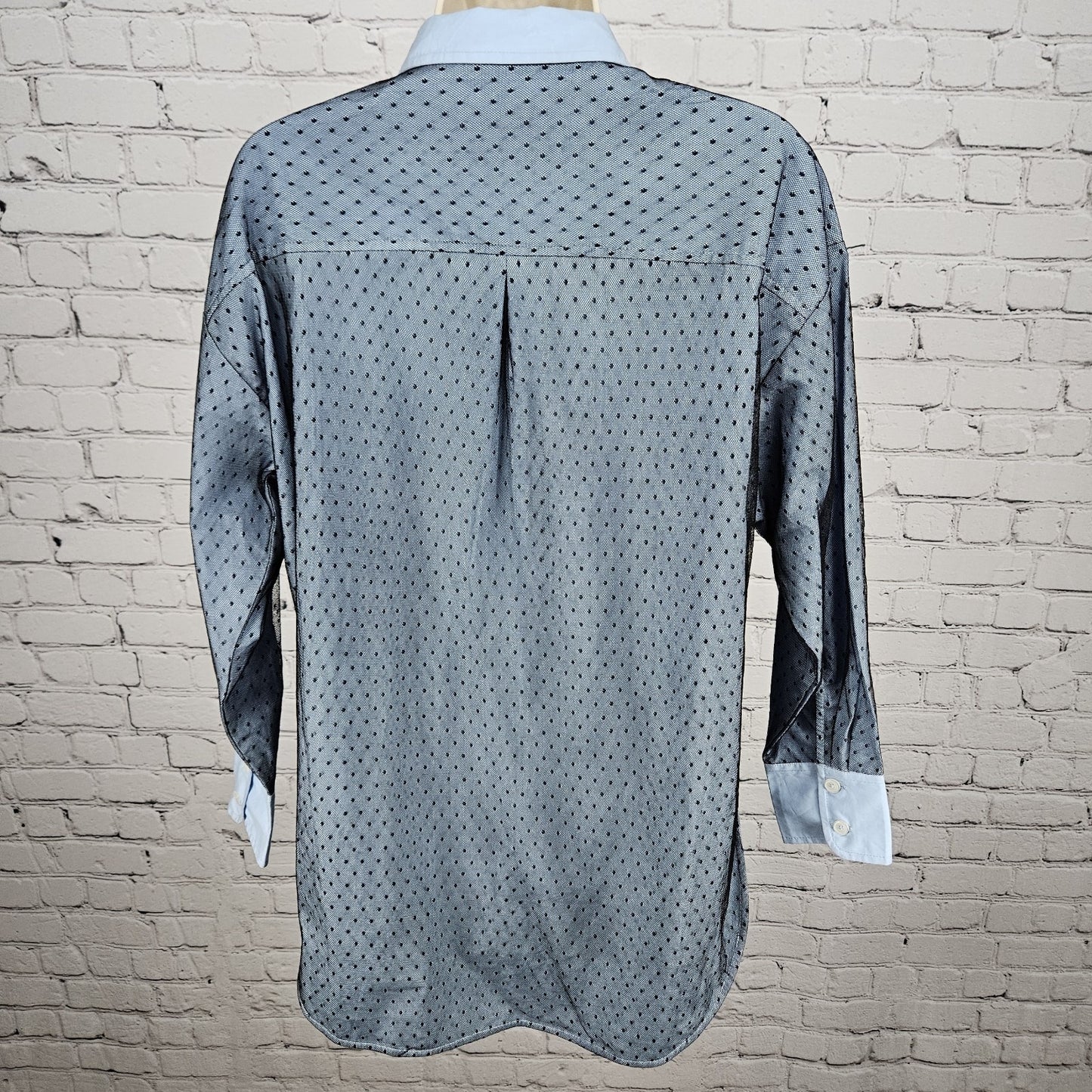 NWT Maeve Anthropologie Blue Mesh Overlay Button Up Long Sleeve Shirt Small S