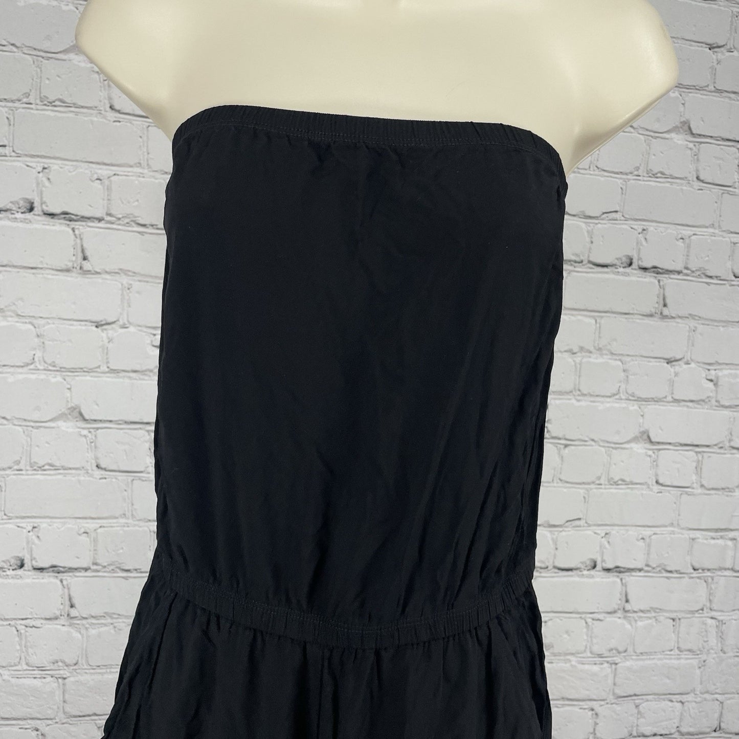 BECCA Black Strapless Wide Leg Lace Lightweight Jumper Pockets Size Medium M