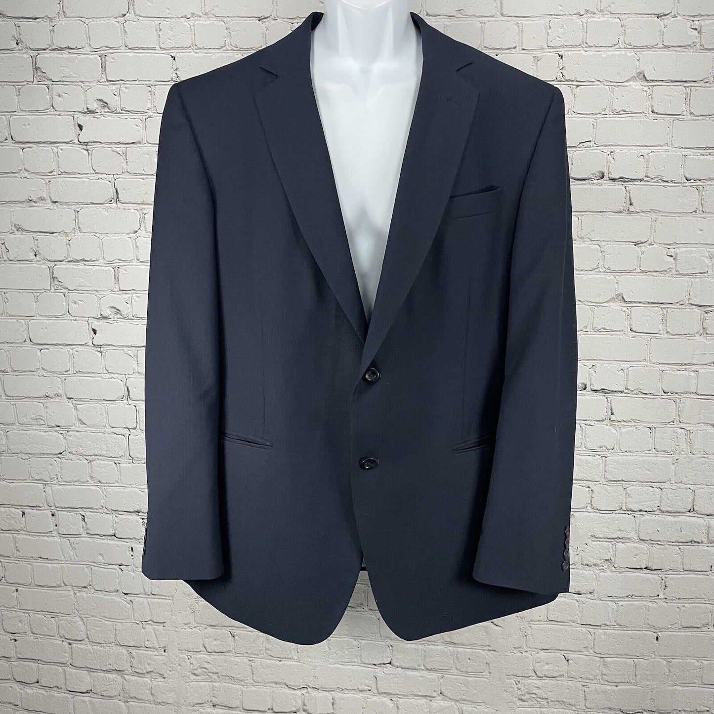 Stafford Dark Blue Essentials Suit Blazer 2 Button Notch Vented Lined Size 44L