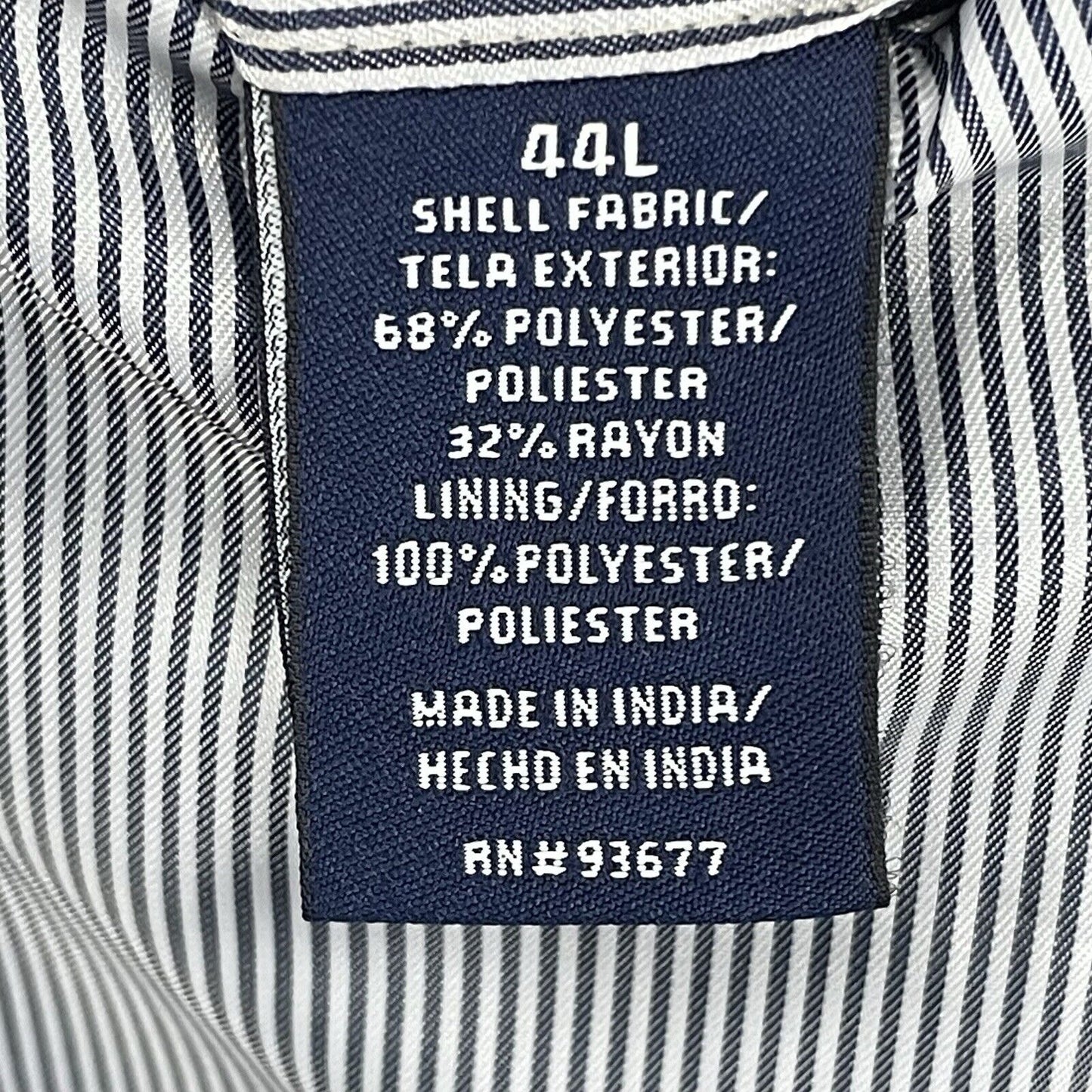 Stafford Dark Blue Essentials Suit Blazer 2 Button Notch Vented Lined Size 44L