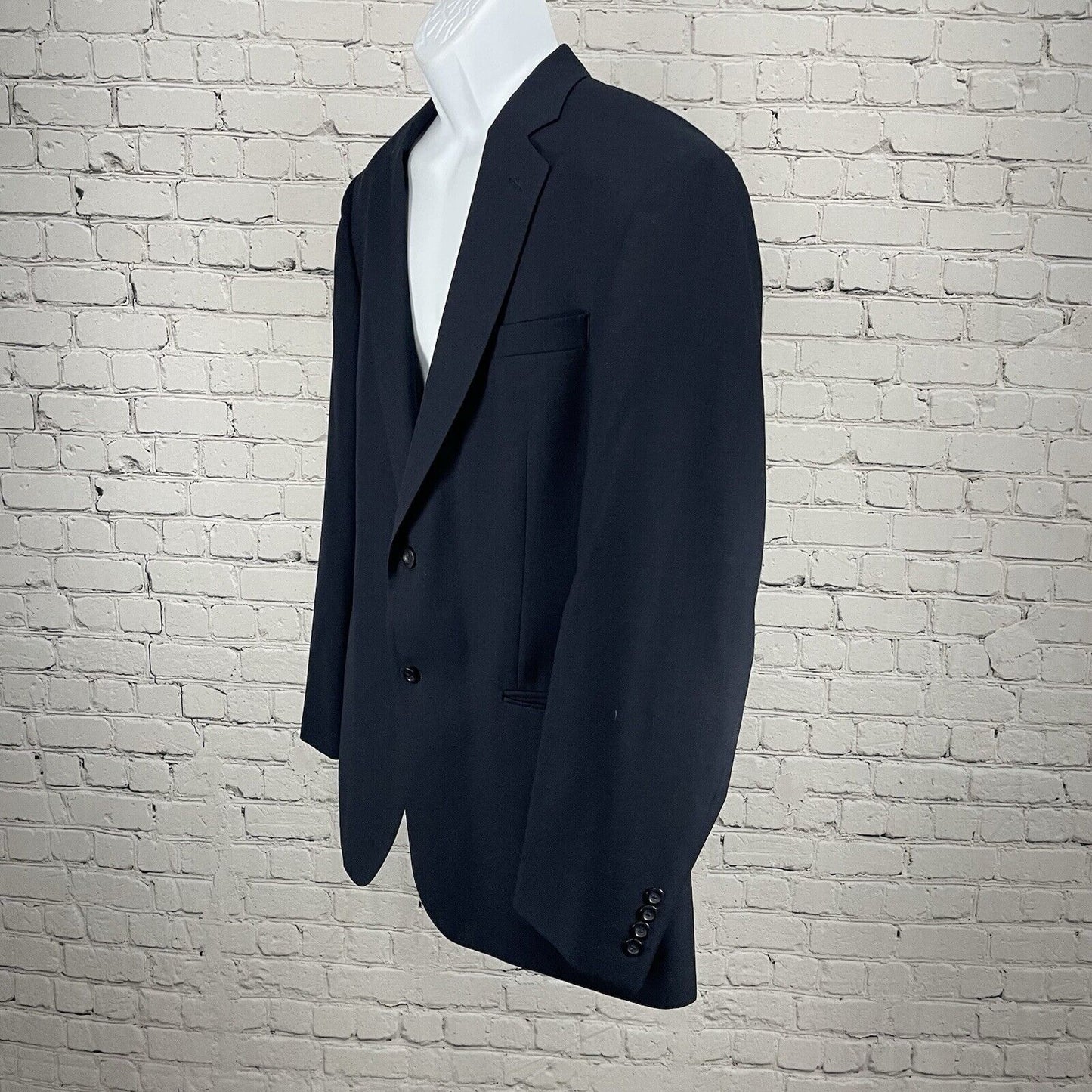 Stafford Dark Blue Essentials Suit Blazer 2 Button Notch Vented Lined Size 44L