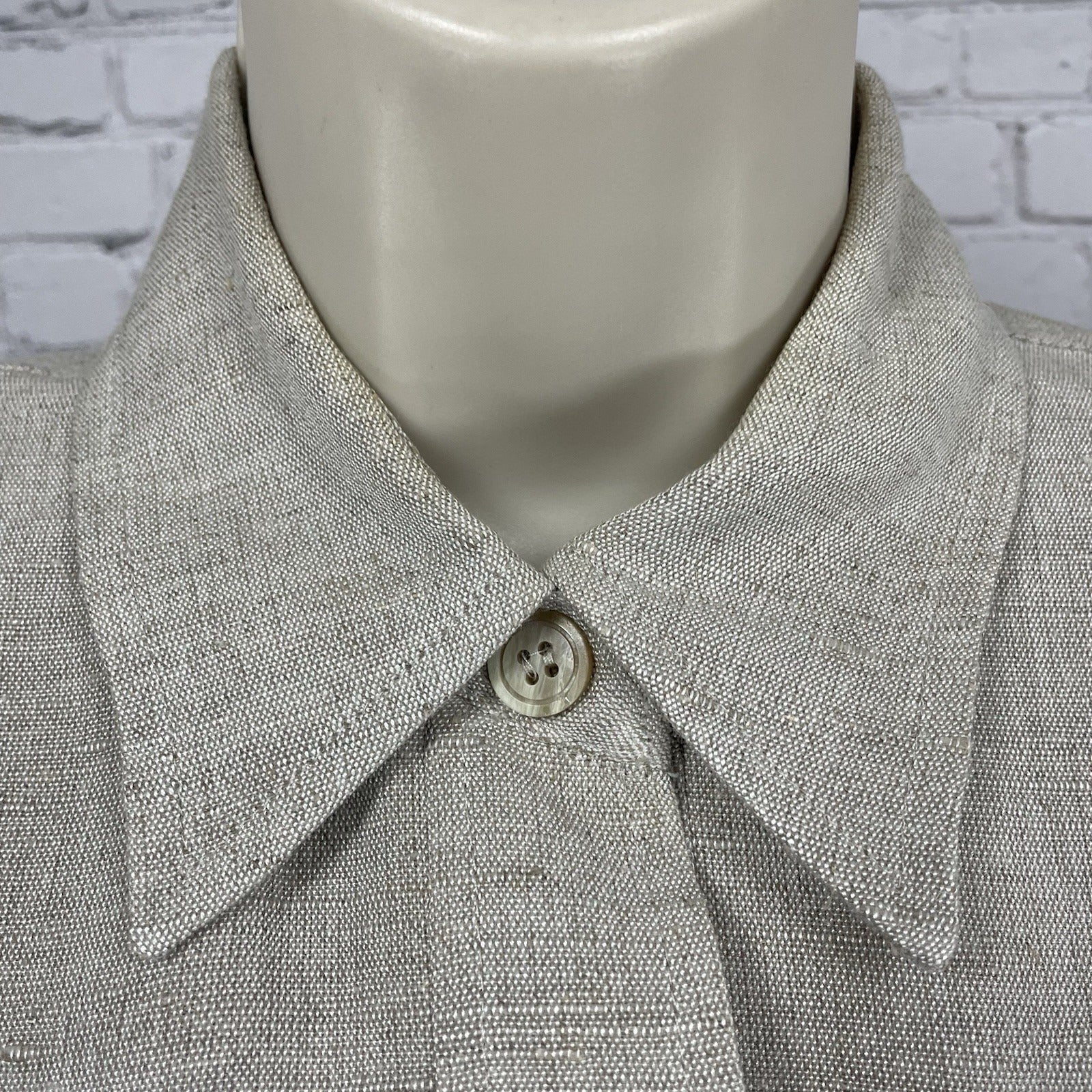 Harve Benard Beige Linen Blend Buttoned Collared Lined A Line Dress Si Thrift Threads Harve Benard Beige Linen Blend Buttoned Collared Lined A Line Dress Si Thrift Threads
