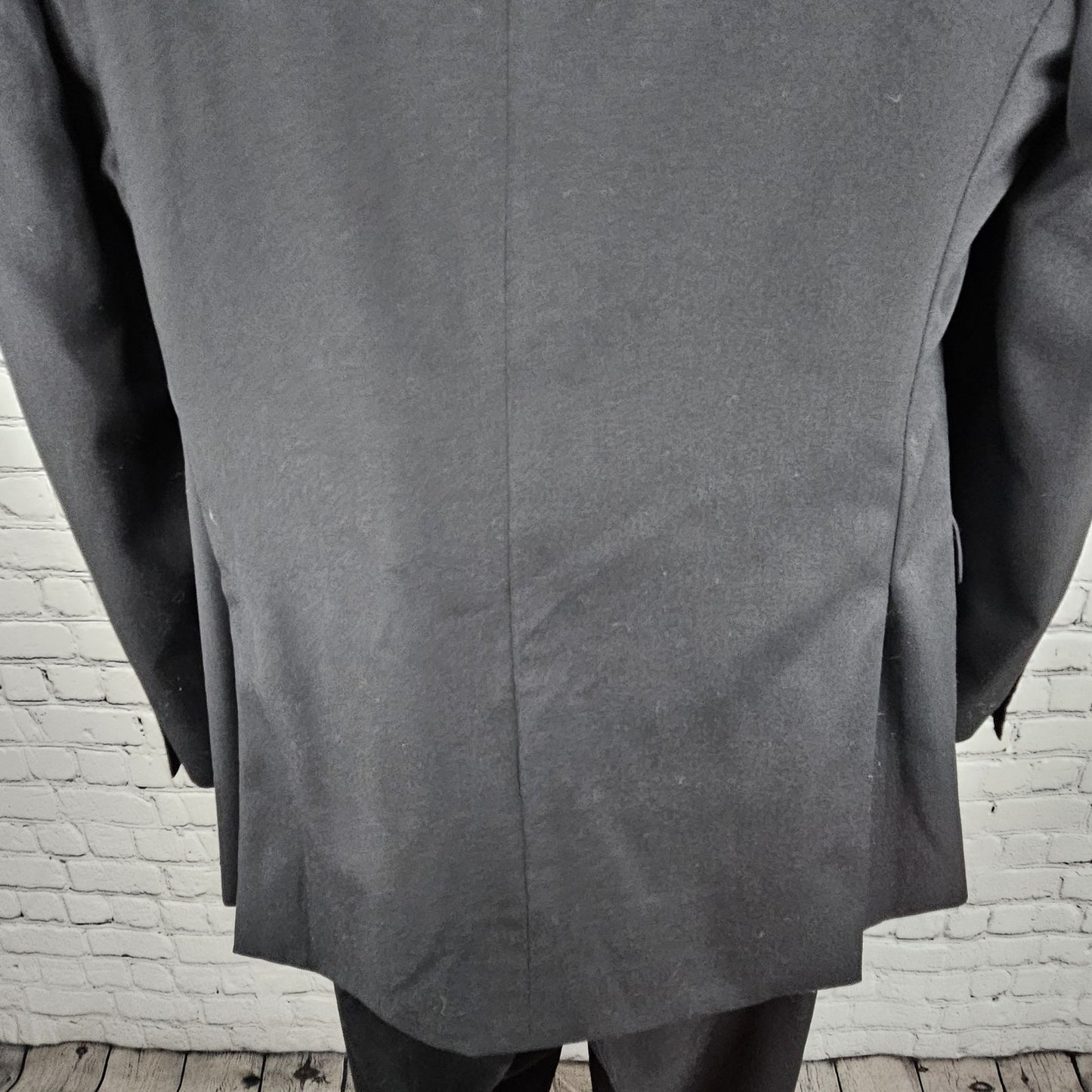 Pronto Uomo Platinum Black 100% Wool Full Pant Suit 2 Piece Set Notch 44L 38x33