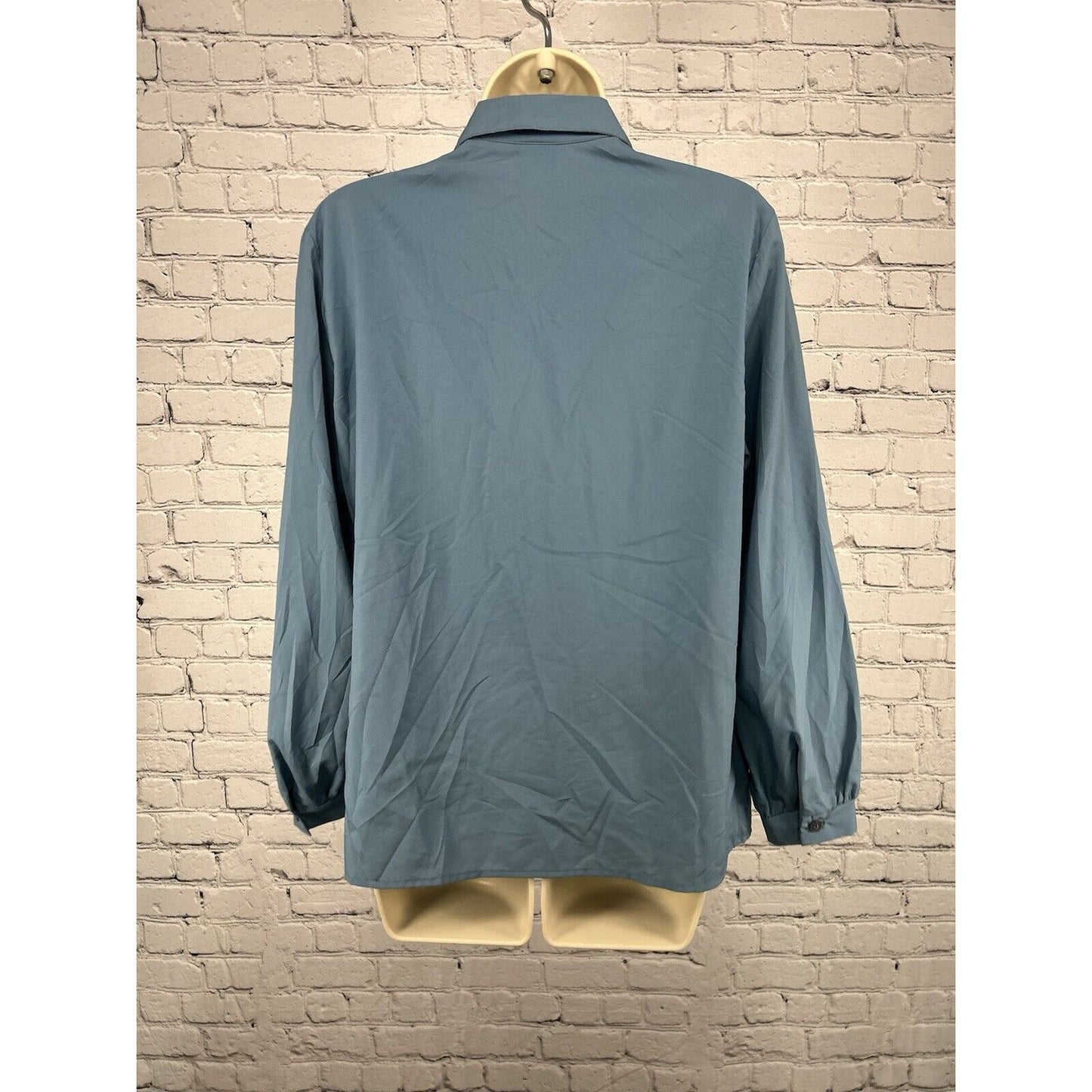 VTG Graff Californiawear Blue Fly Front Long Sleeve Button Down Blouse Size 12