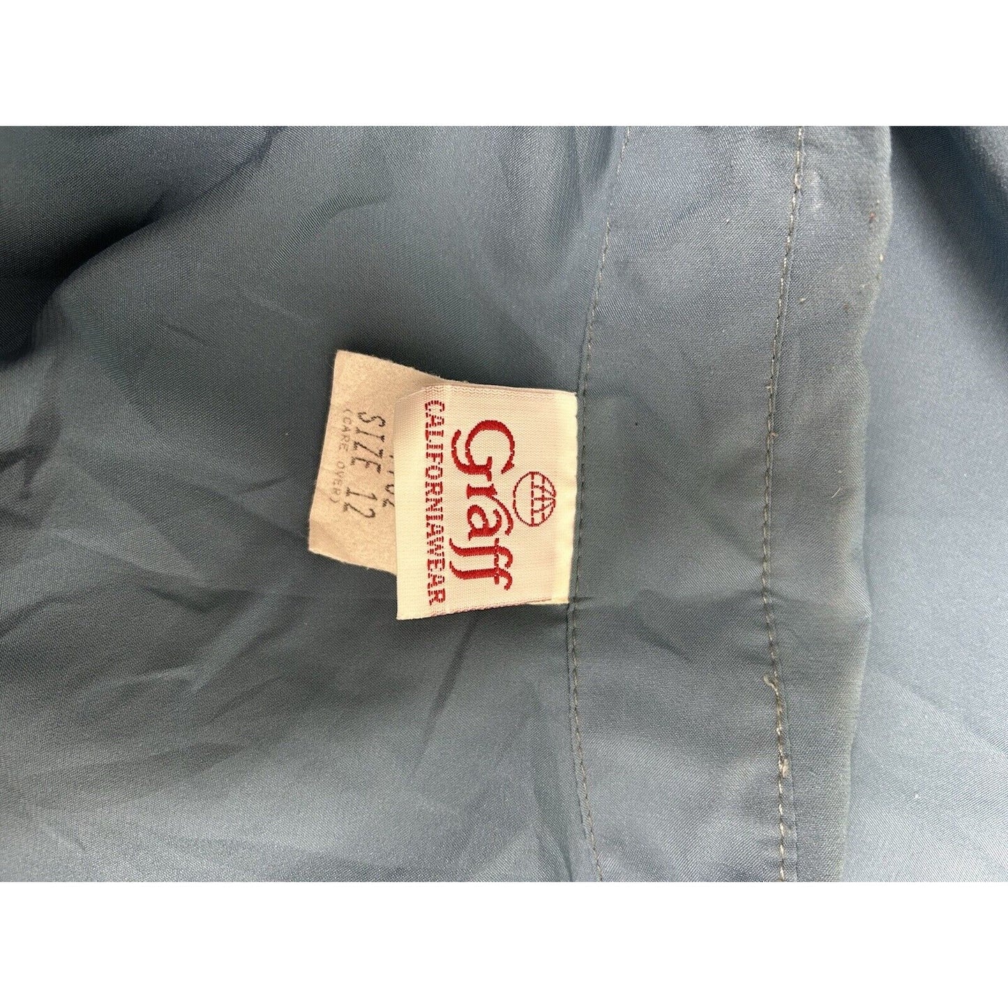 VTG Graff Californiawear Blue Fly Front Long Sleeve Button Down Blouse Size 12
