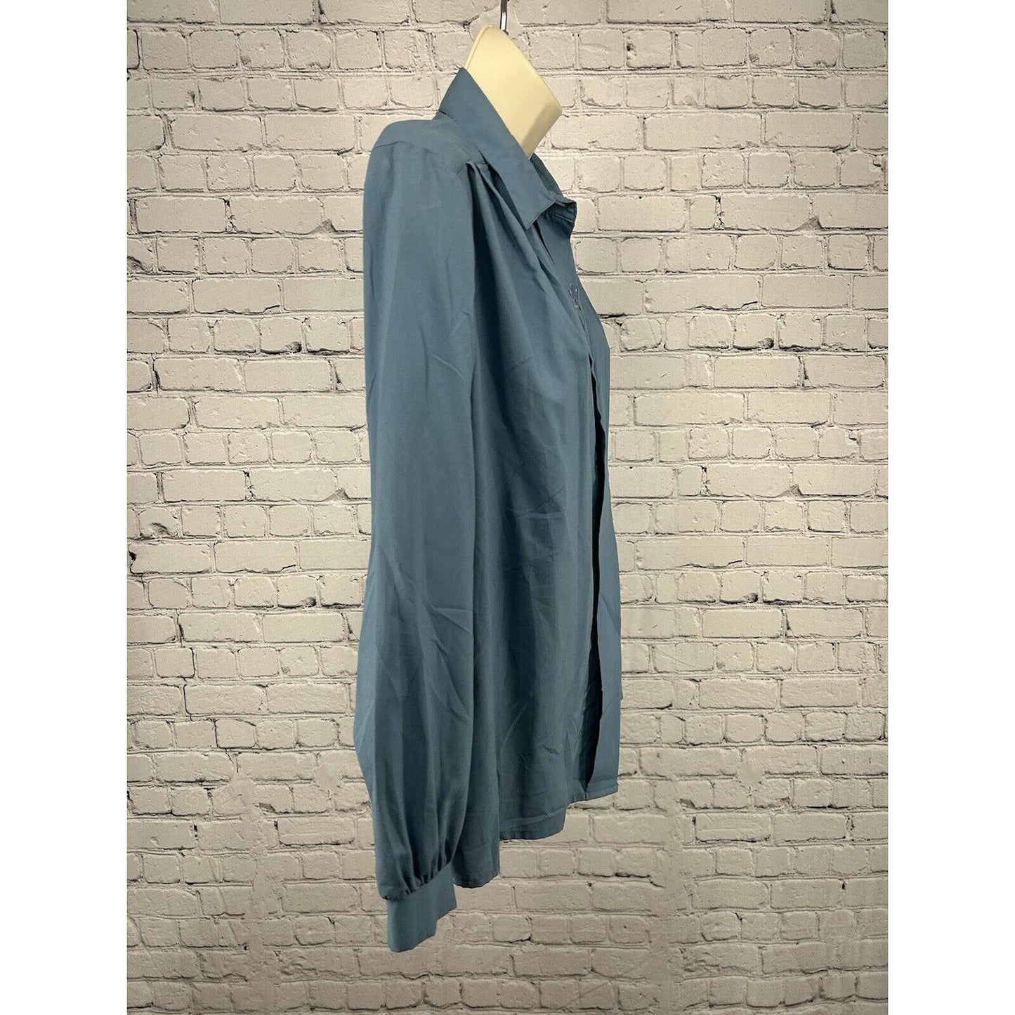 VTG Graff Californiawear Blue Fly Front Long Sleeve Button Down Blouse Size 12