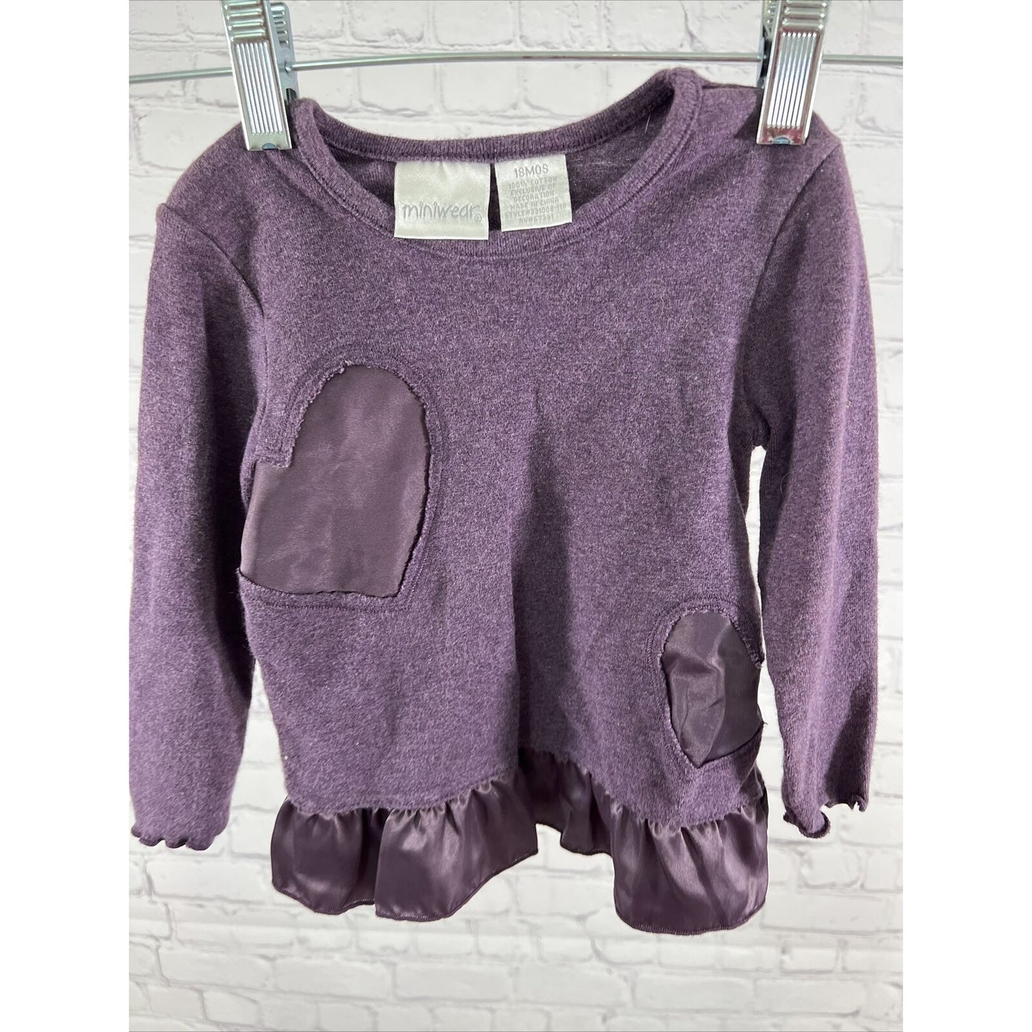 Miniwear Girls Purple 18M Two Piece Ruffle Hem Pants Set Baby Outfit Hearts