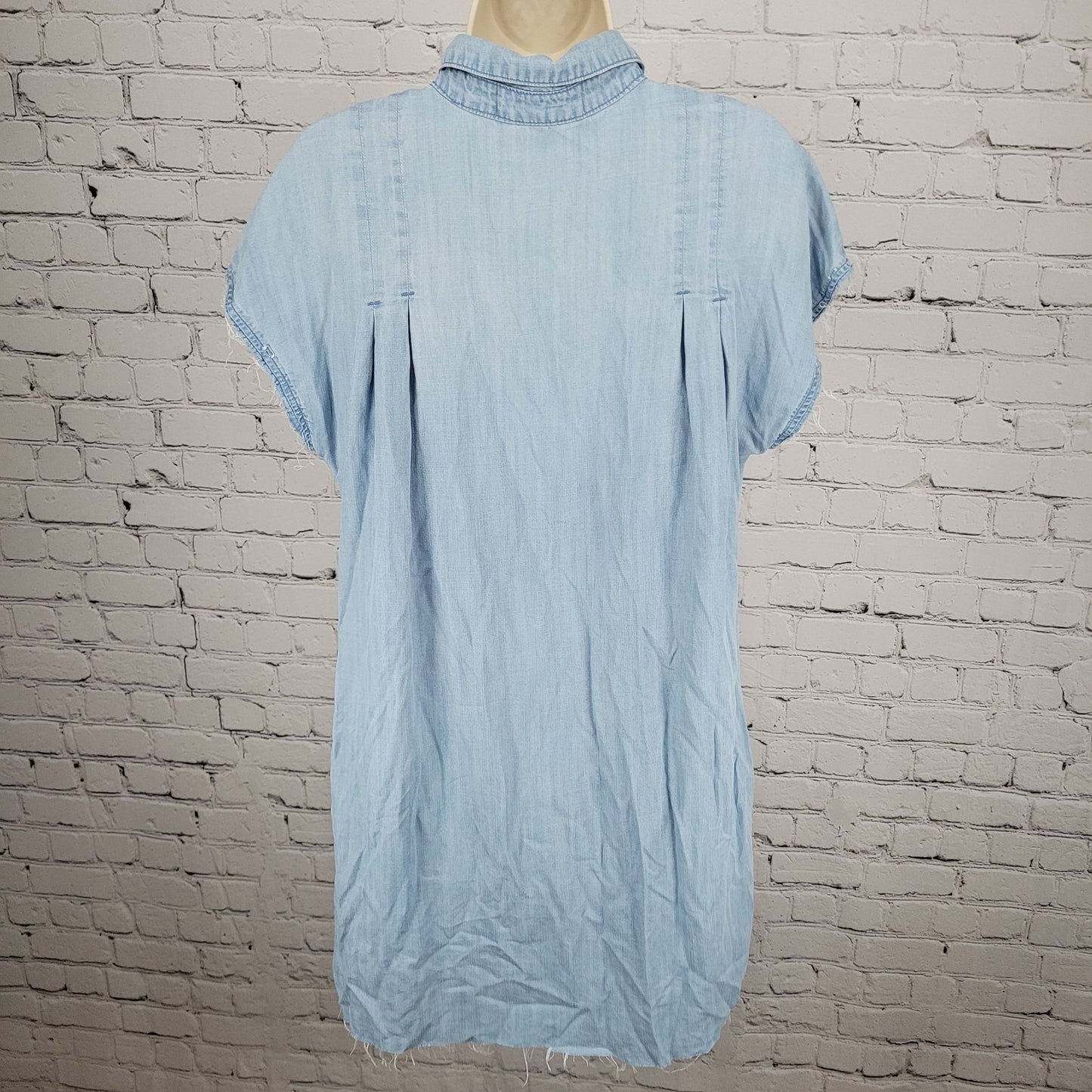 Cloth & Stone Anthropologie Blue Chambray Short Sleeve Dress Size Large L