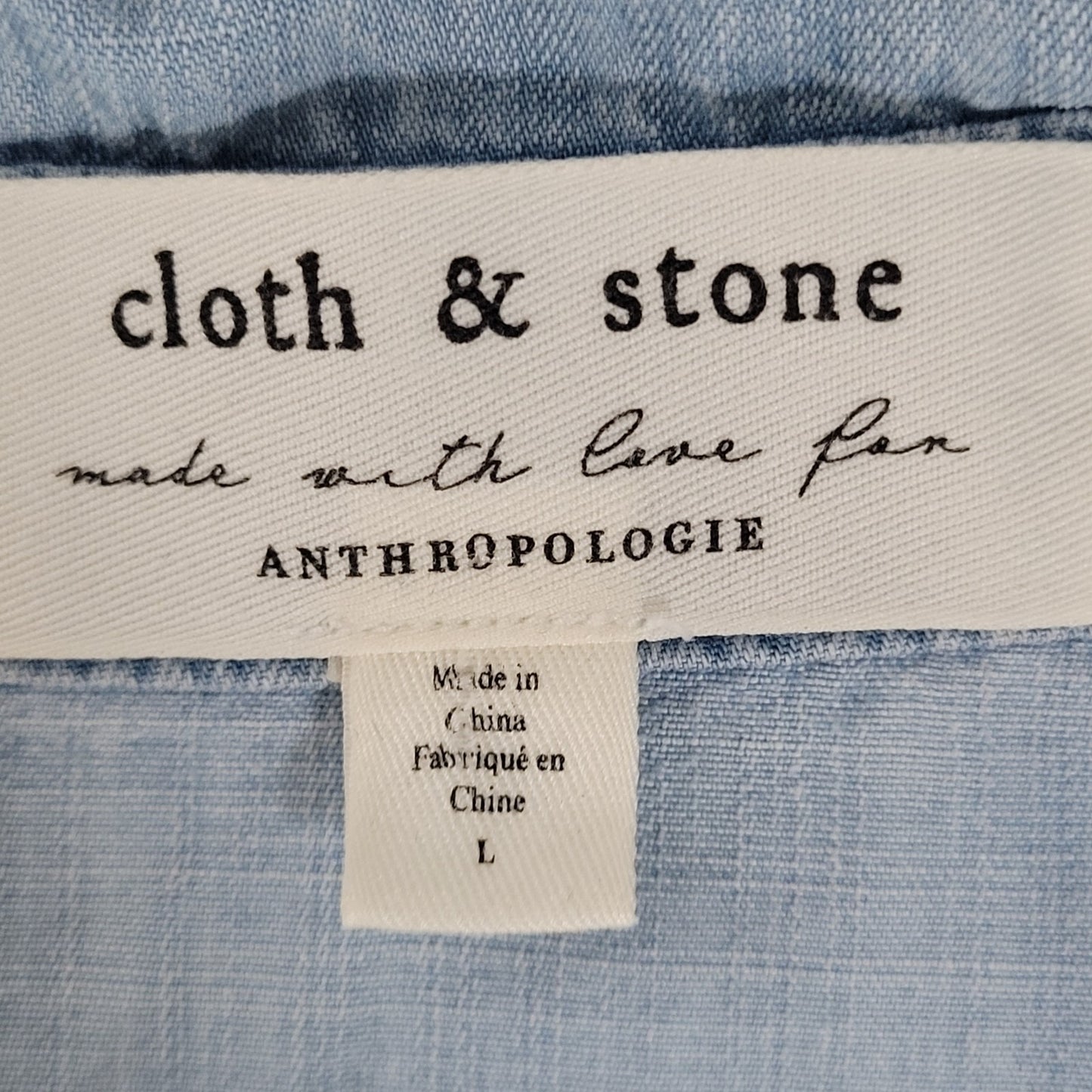 Cloth & Stone Anthropologie Blue Chambray Short Sleeve Dress Size Large L