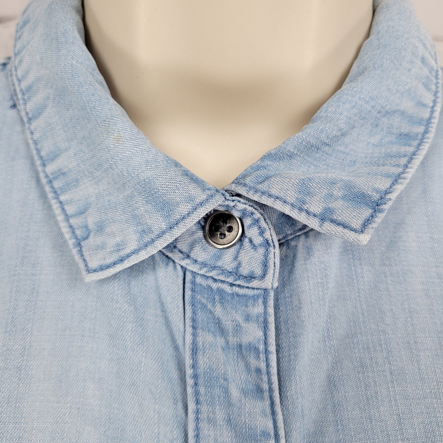 Cloth & Stone Anthropologie Blue Chambray Short Sleeve Dress Size Large L