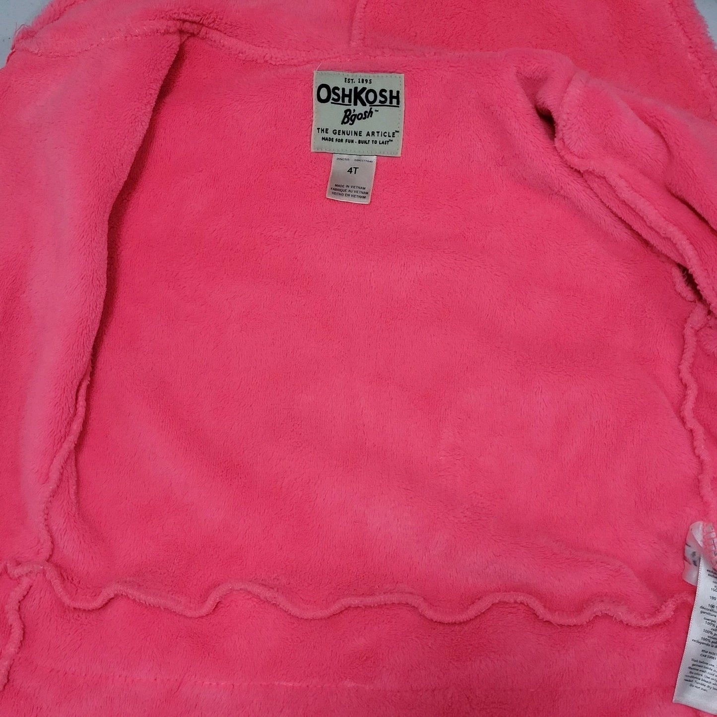 OshKosh Pink Faux Fur Soft Animal Bird Hooded Tulle Ruffles Full Zip Jacket 4T
