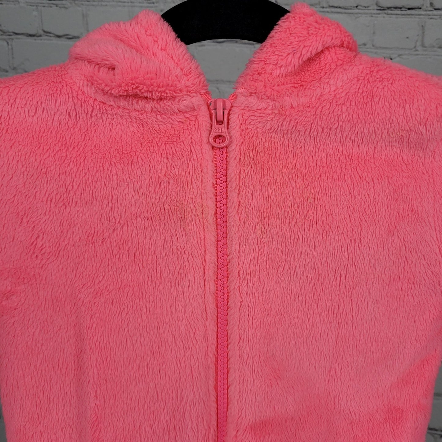 OshKosh Pink Faux Fur Soft Animal Bird Hooded Tulle Ruffles Full Zip Jacket 4T