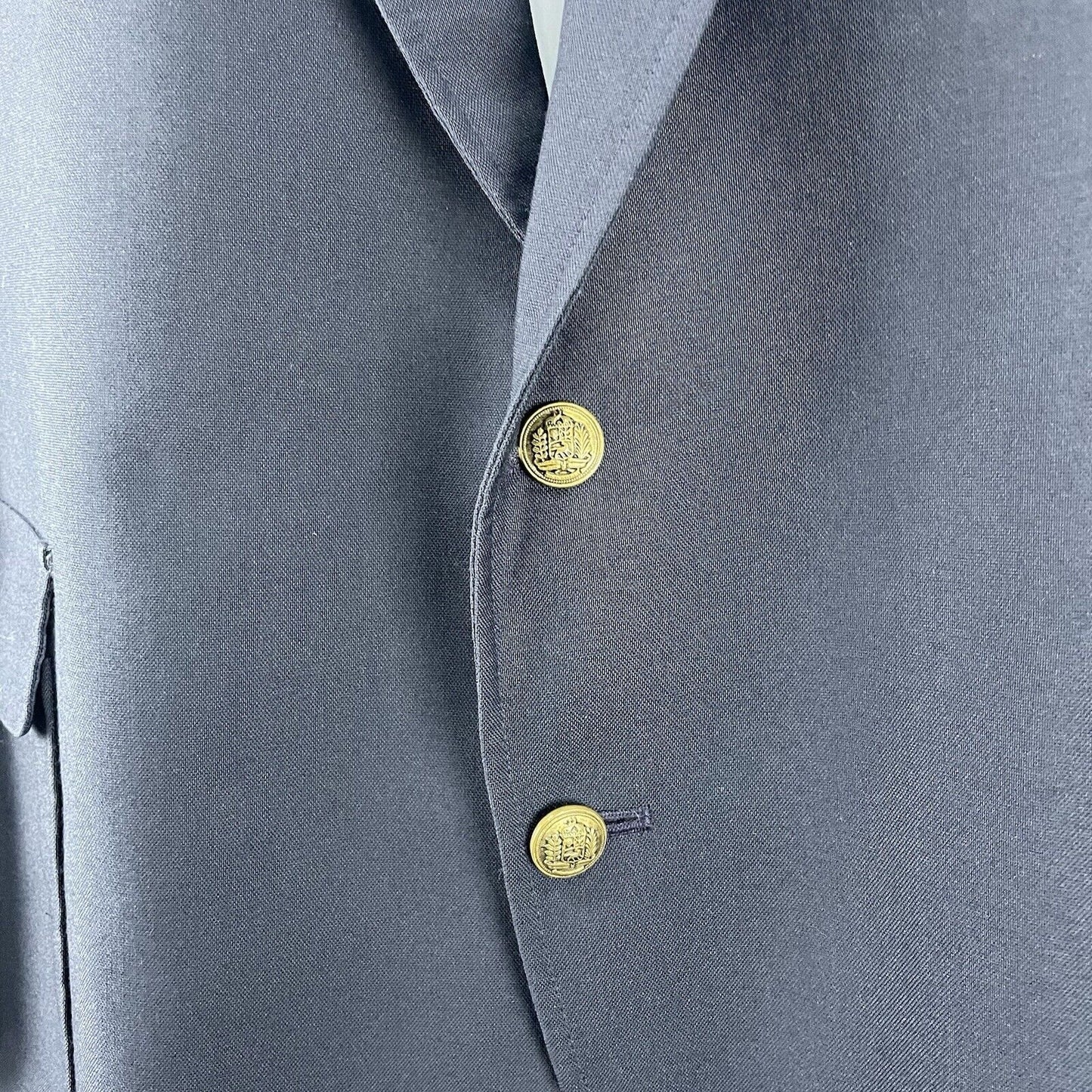 Reed St James Navy Gold 2 Button Vented Easy Care Sports Coat Blazer USA Size 44