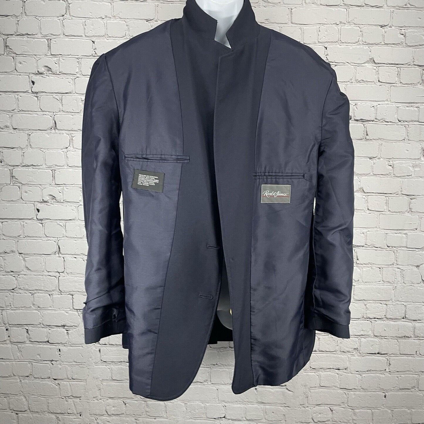 Reed St James Navy Gold 2 Button Vented Easy Care Sports Coat Blazer USA Size 44