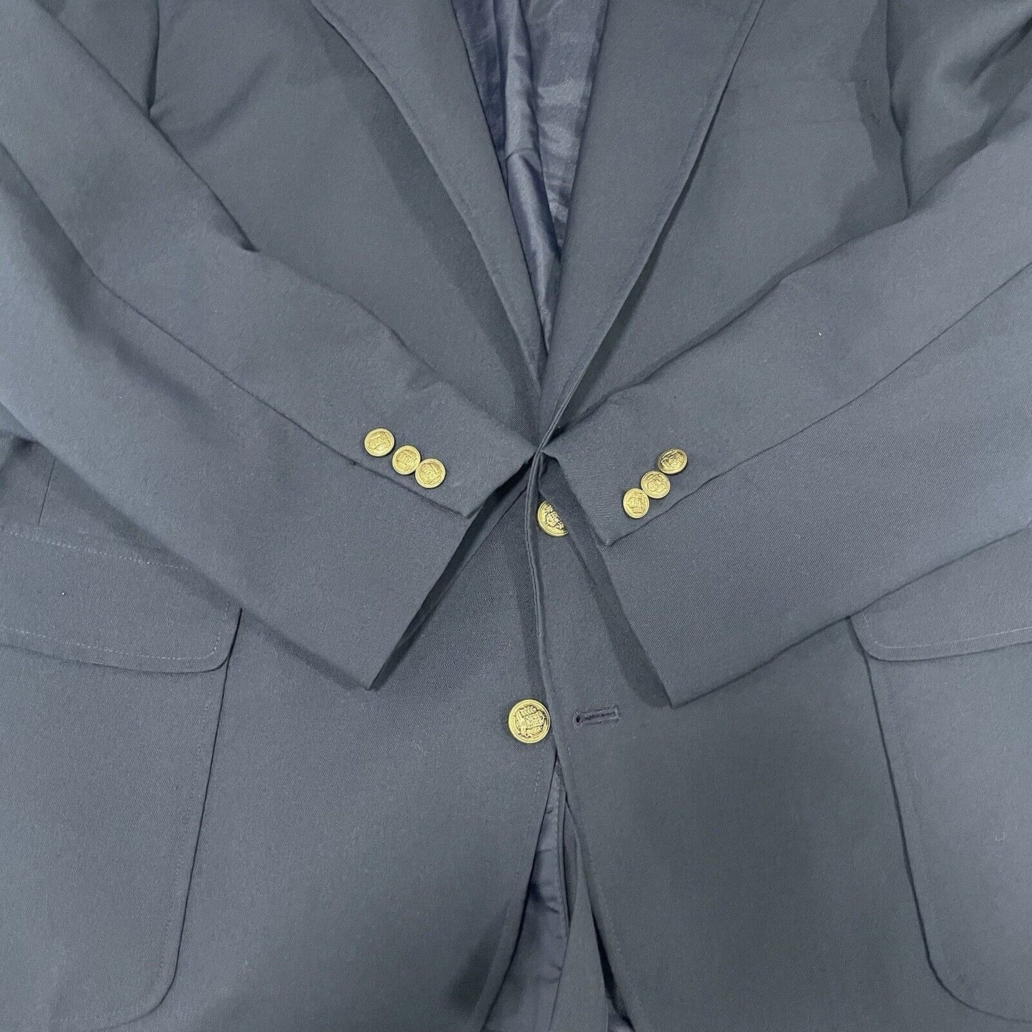 Reed St James Navy Gold 2 Button Vented Easy Care Sports Coat Blazer USA Size 44