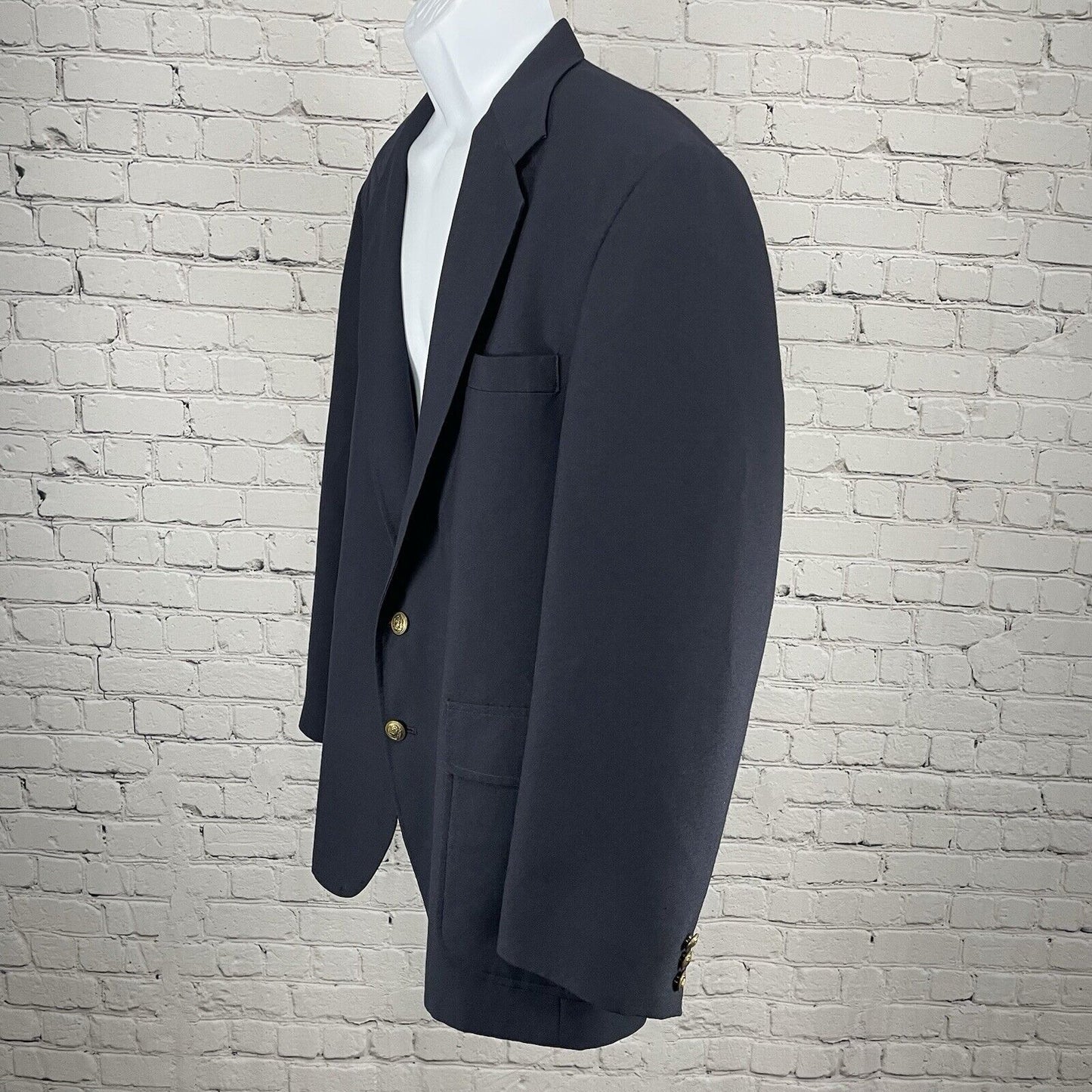 Reed St James Navy Gold 2 Button Vented Easy Care Sports Coat Blazer USA Size 44