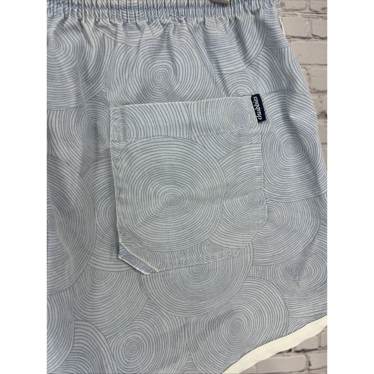 Chubbies Blue Drawstring 4" Inseam Stretch Pockets Retro Swim Shorts Mens Large