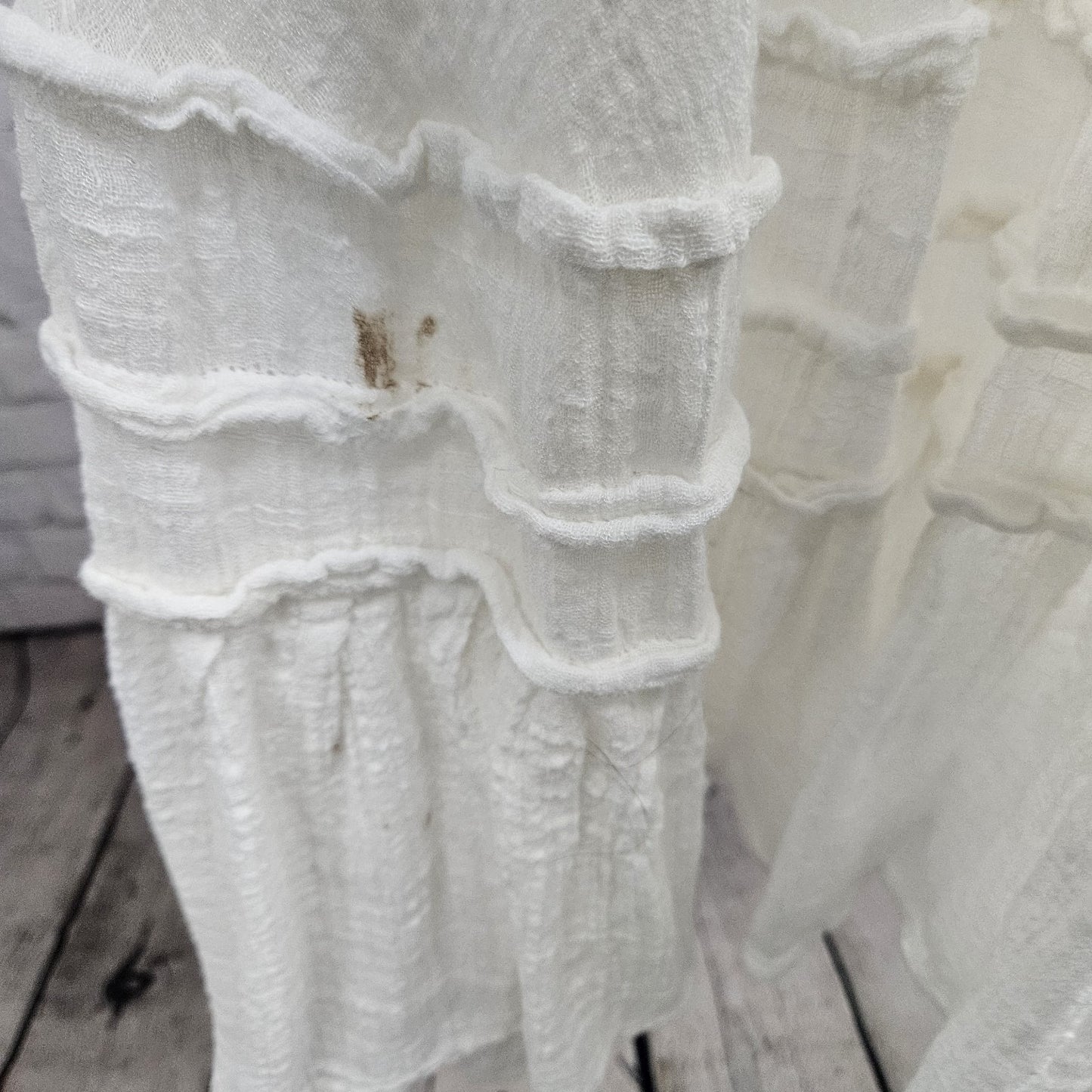 Free People FP One White Gauzy Strappy Boho Smocked Lined Midi Sun Dress XS