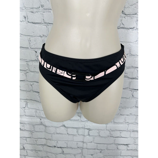 Ocean Dream Black Pink Belted Bikini Swimsuit Bottoms Women’s Size 10