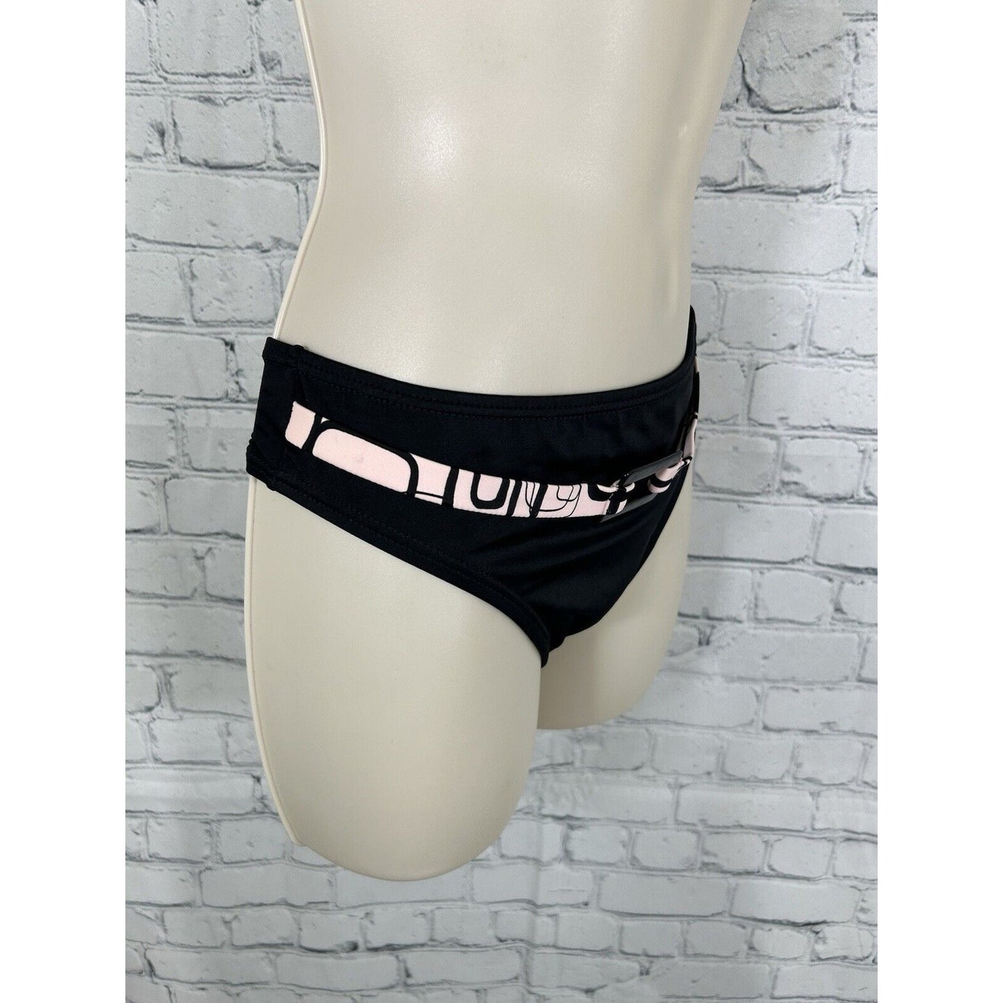 Ocean Dream Black Pink Belted Bikini Swimsuit Bottoms Women’s Size 10