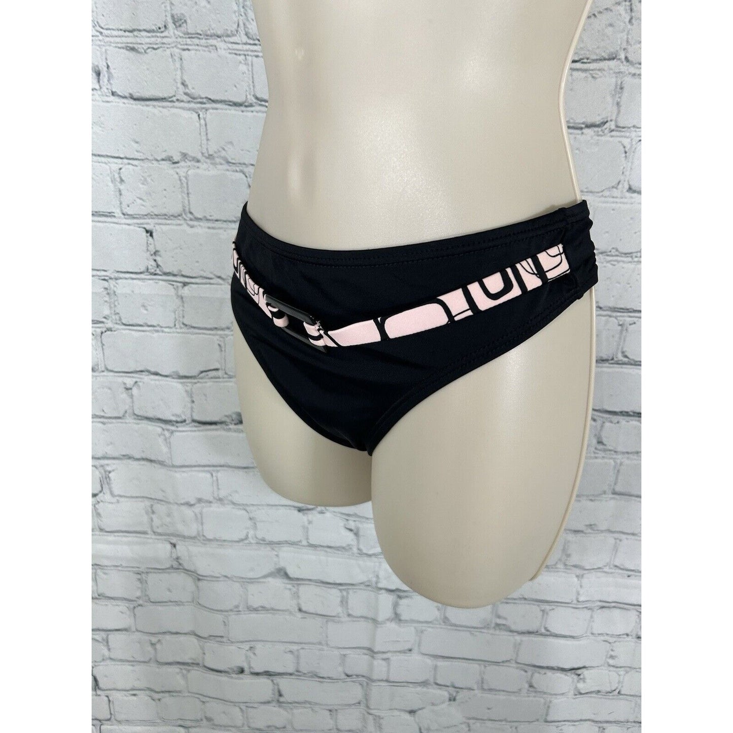 Ocean Dream Black Pink Belted Bikini Swimsuit Bottoms Women’s Size 10
