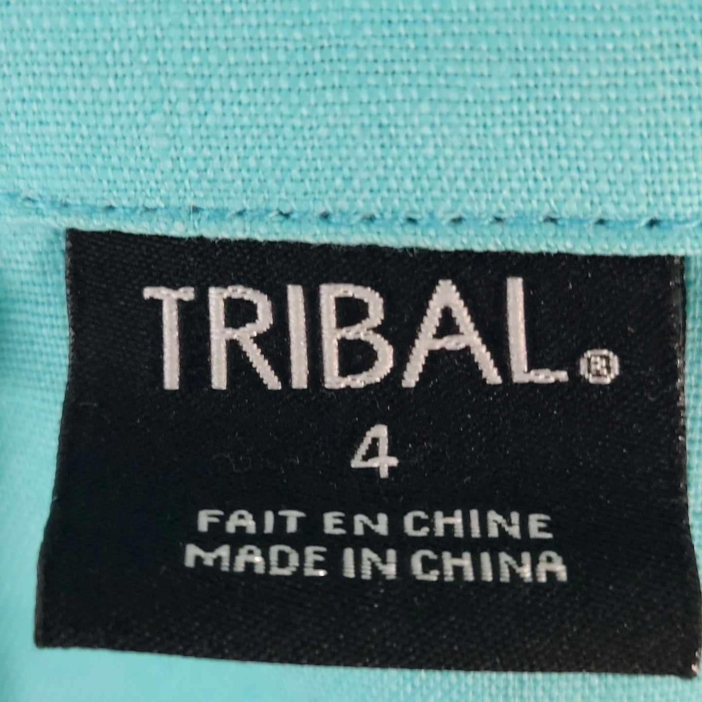 Tribal Blue 100% Linen Lightweight Unlined 3/4 Sleeve Buttoned Jacket Size 4