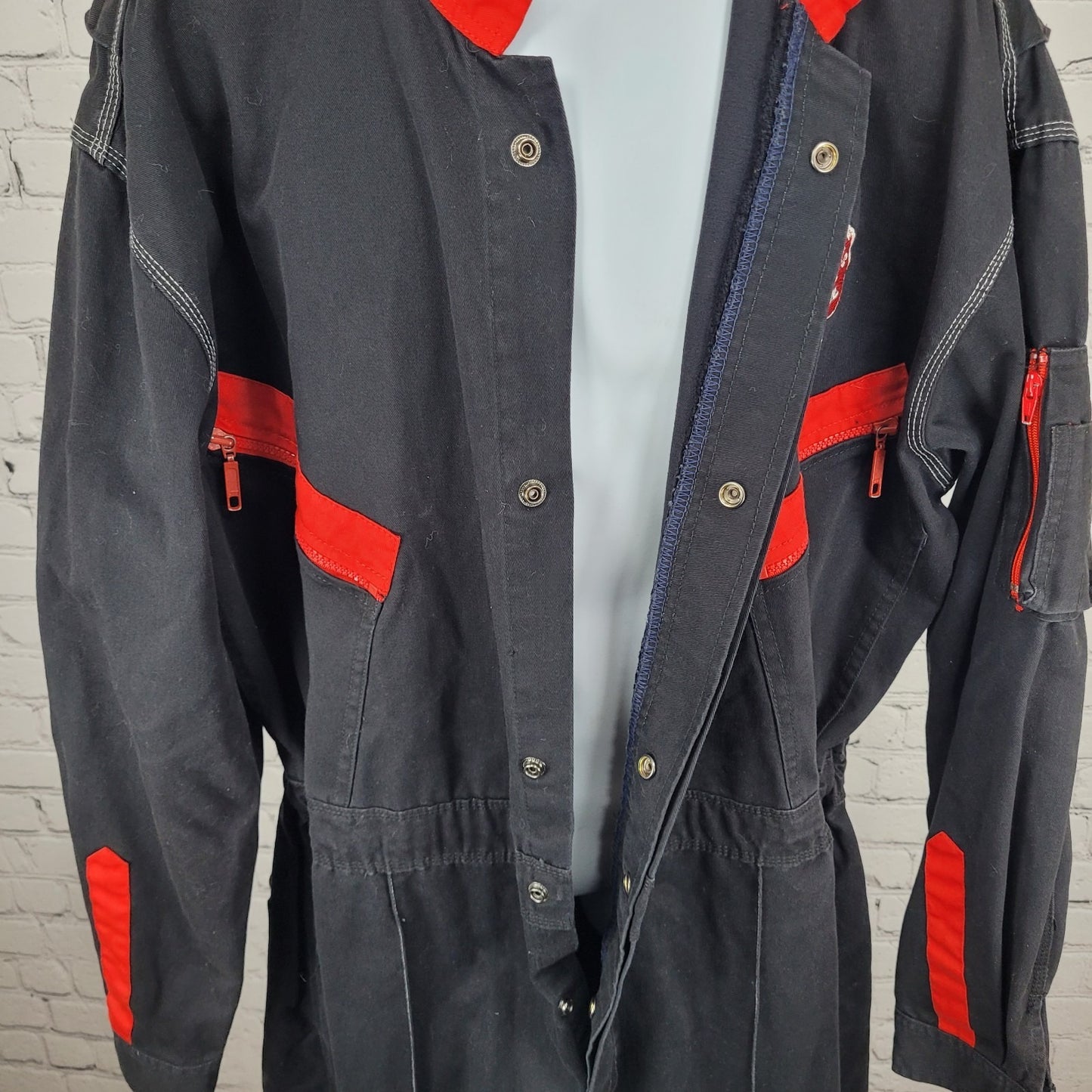 Pinturas Monopol Confecciones Guzman Black Red Snap Painter Coveralls Size XL