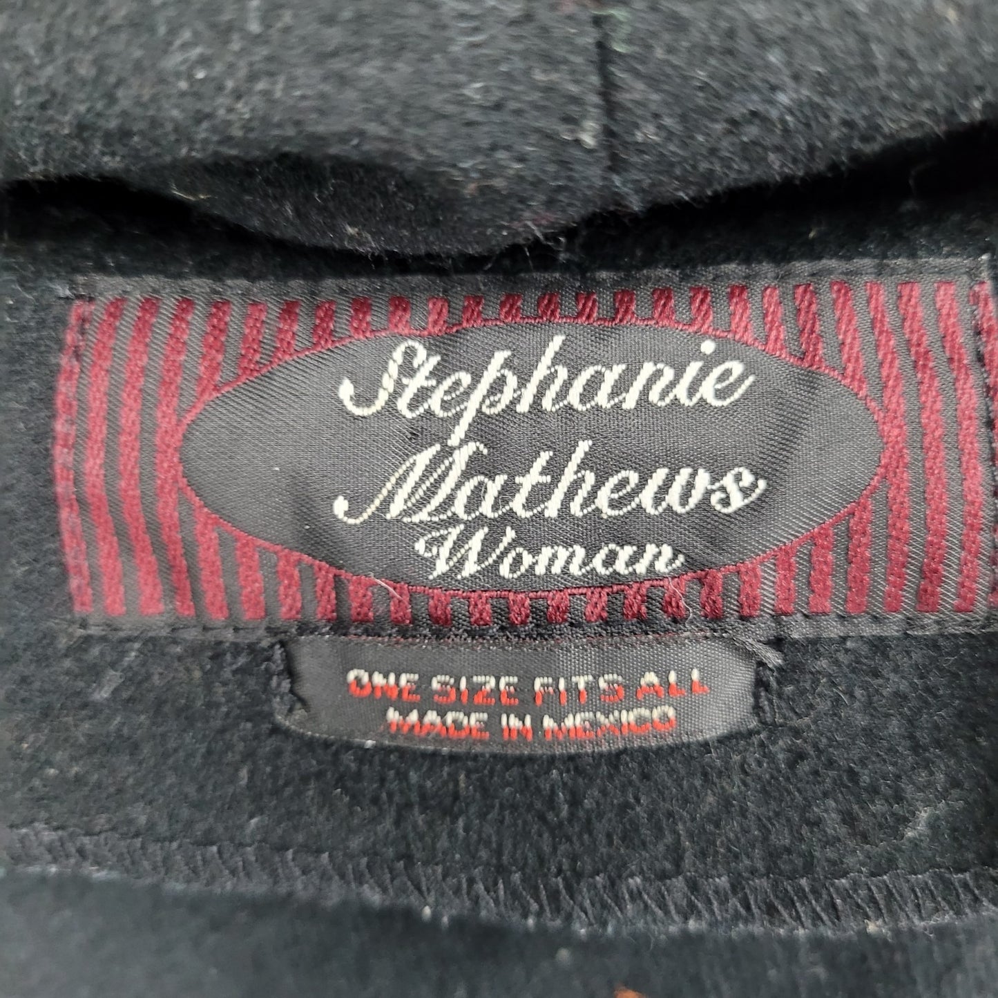 Stephanie Mathews Black Faux Fur Trim Hooded Cape Buttoned Over Coat One Size