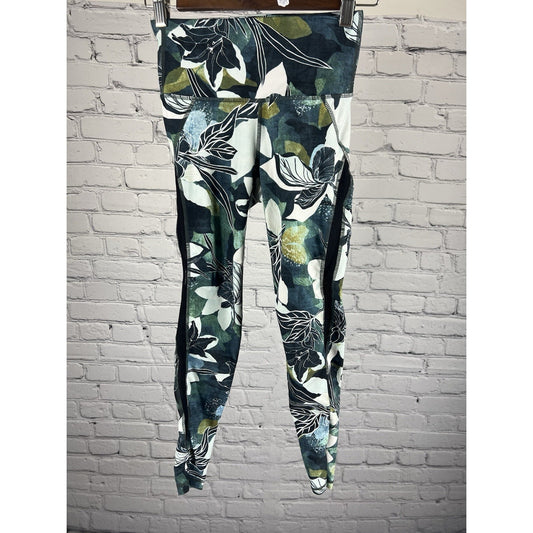 Athleta Blue Green Mesh Side Activewear Capri Workout Yoga Pants XXS