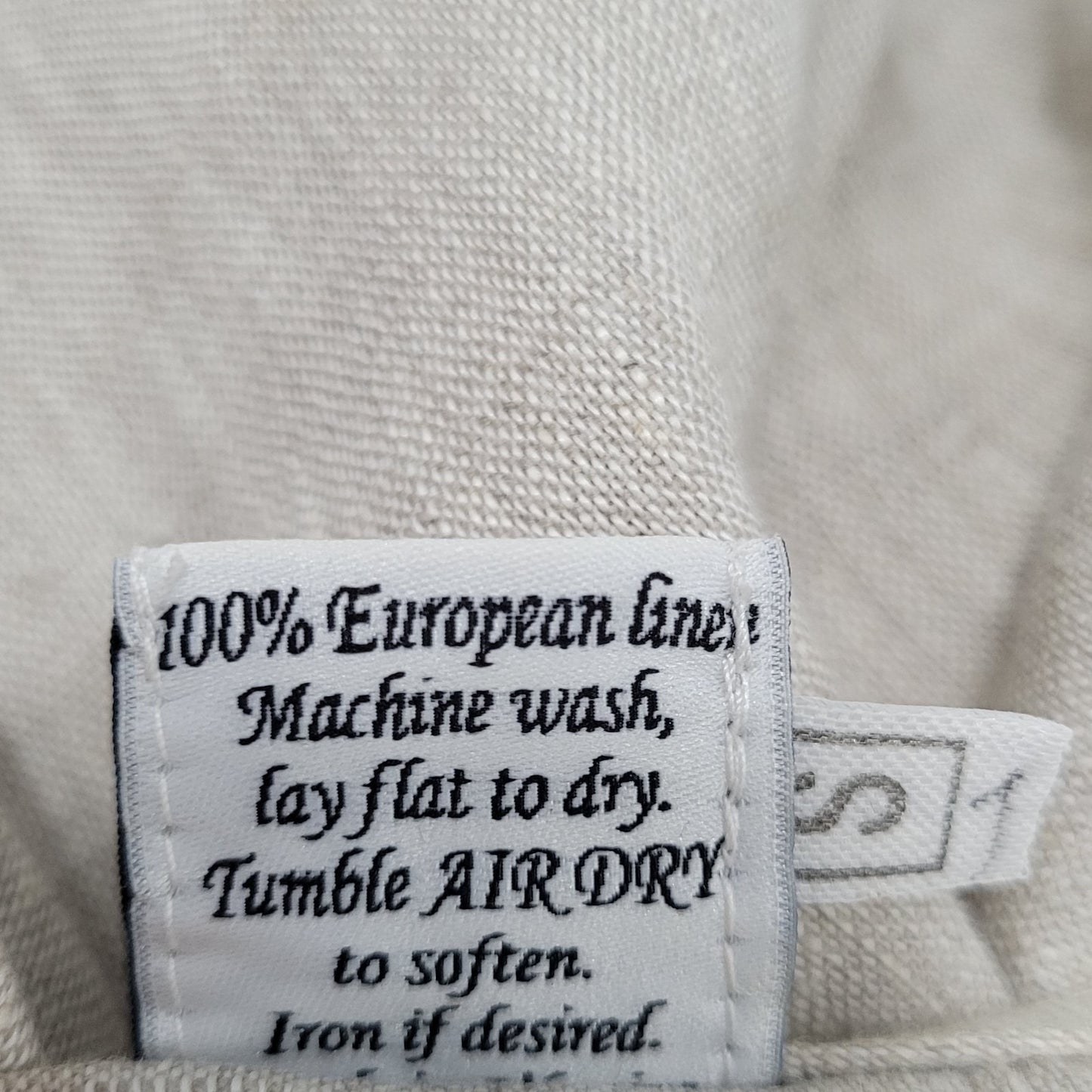 Crown Linen Beige 100% European Linen 3/4 Bell Sleeve Tunic Top Size Small S