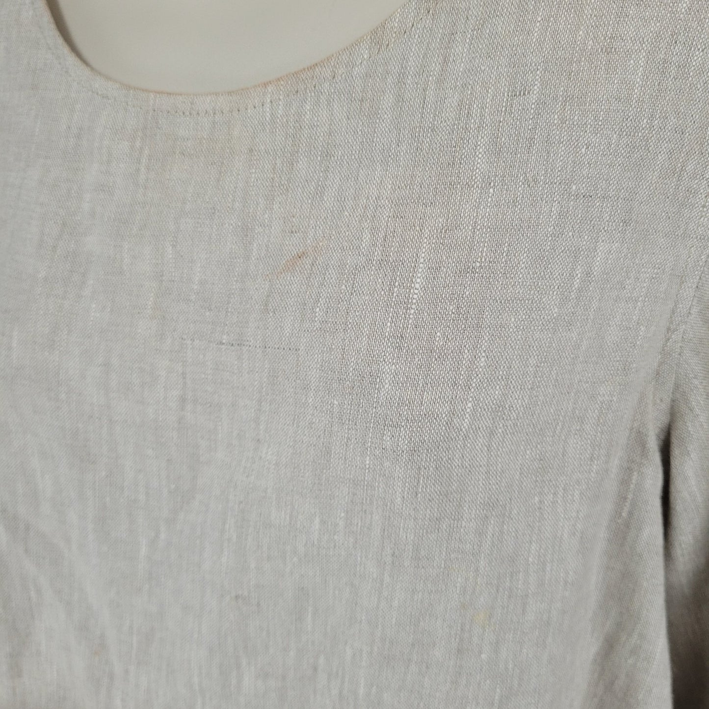 Crown Linen Beige 100% European Linen 3/4 Bell Sleeve Tunic Top Size Small S