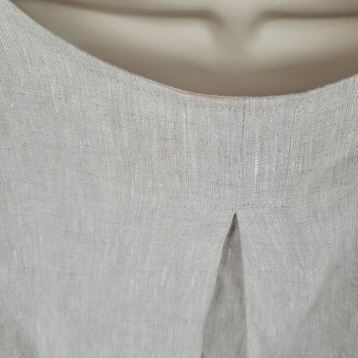 Crown Linen Beige 100% European Linen 3/4 Bell Sleeve Tunic Top Size Small S