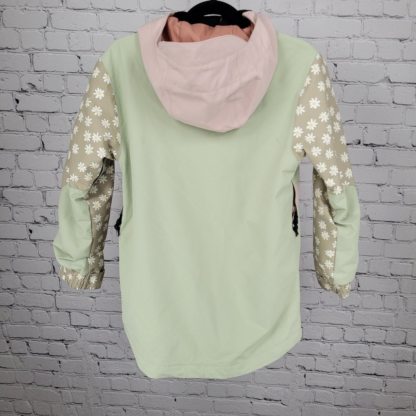 Airblaster Freedom Series Green Floral Hooded Full Zip Jacket Kids Size Medium M