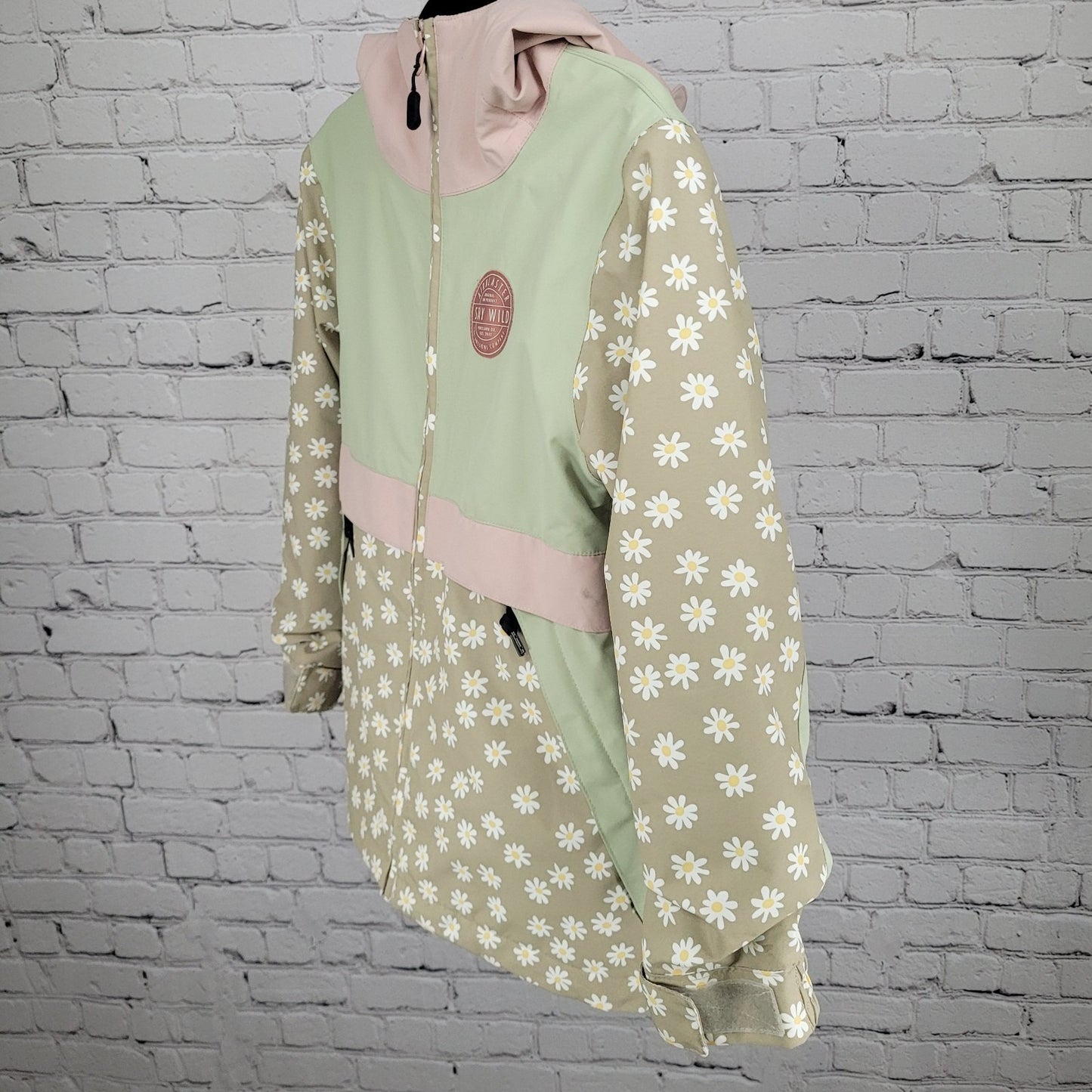 Airblaster Freedom Series Green Floral Hooded Full Zip Jacket Kids Size Medium M