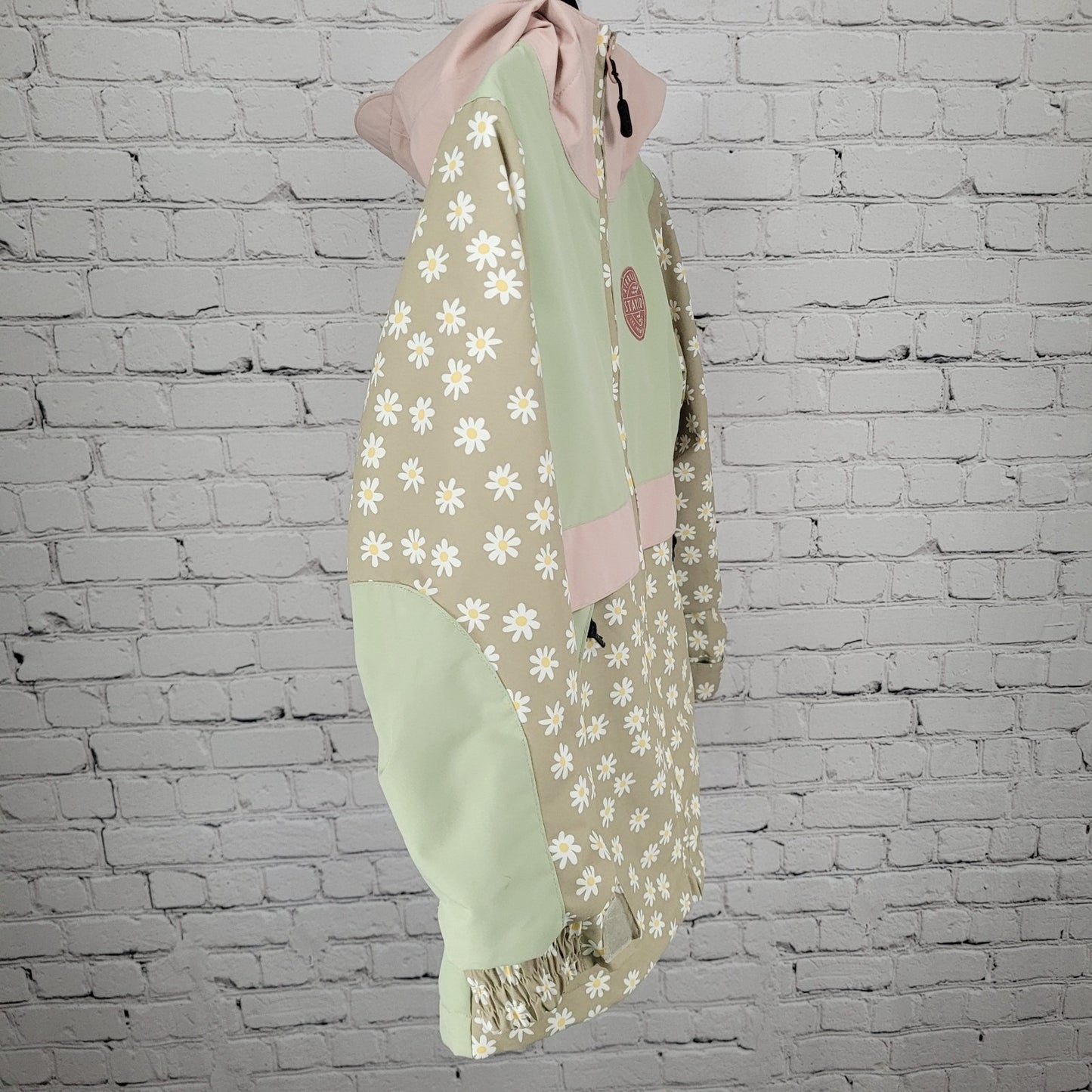 Airblaster Freedom Series Green Floral Hooded Full Zip Jacket Kids Size Medium M