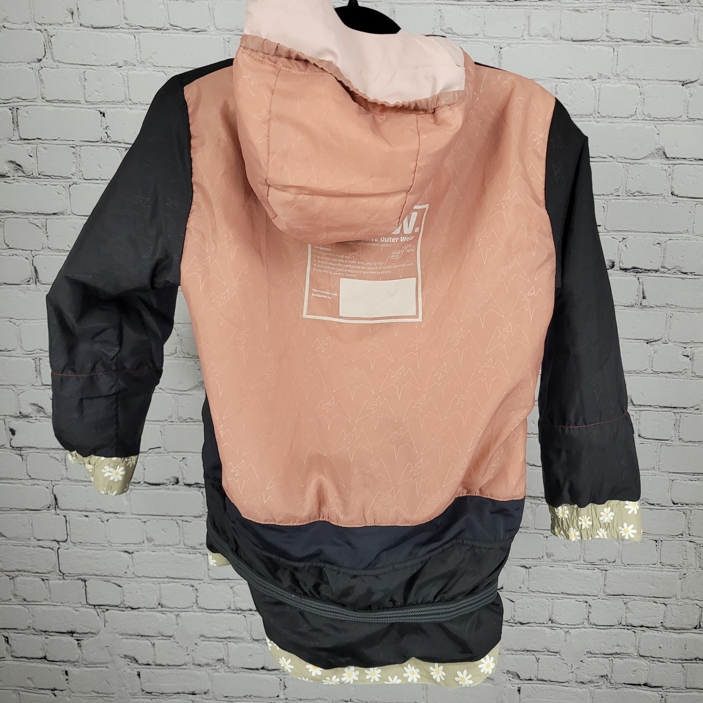 Airblaster Freedom Series Green Floral Hooded Full Zip Jacket Kids Size Medium M