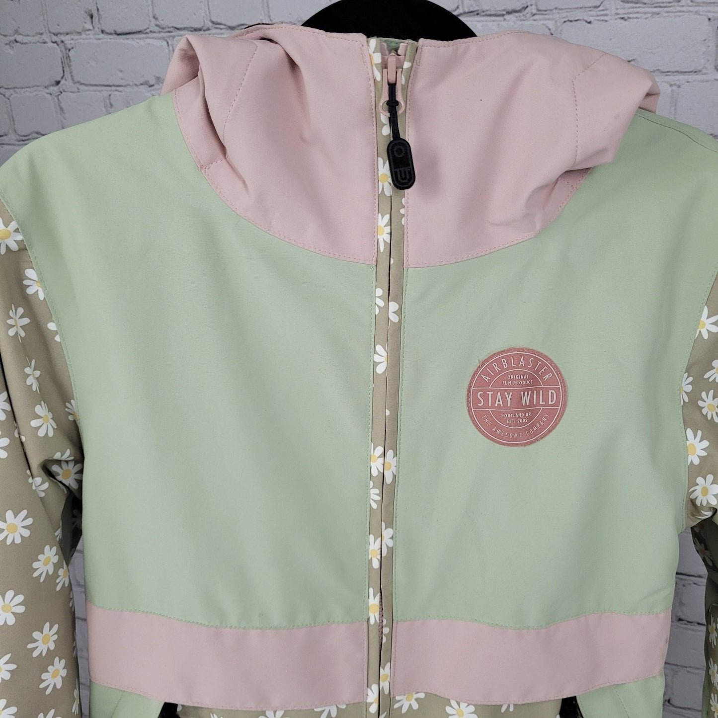 Airblaster Freedom Series Green Floral Hooded Full Zip Jacket Kids Size Medium M