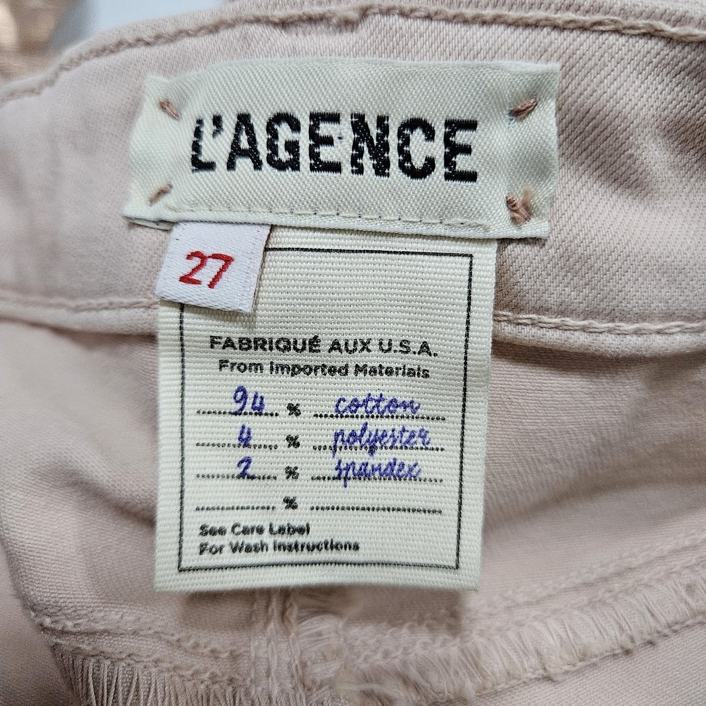 L'agence Petal Rose Gold Foil Margot Skinny Mid Rise Jeans Pants USA 27 (26x26)