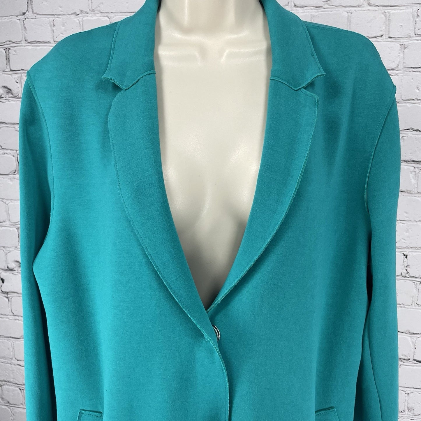 Carolina Belle Green Soft Heavy Snap Collared Knit Jacket Pockets Stretch XL
