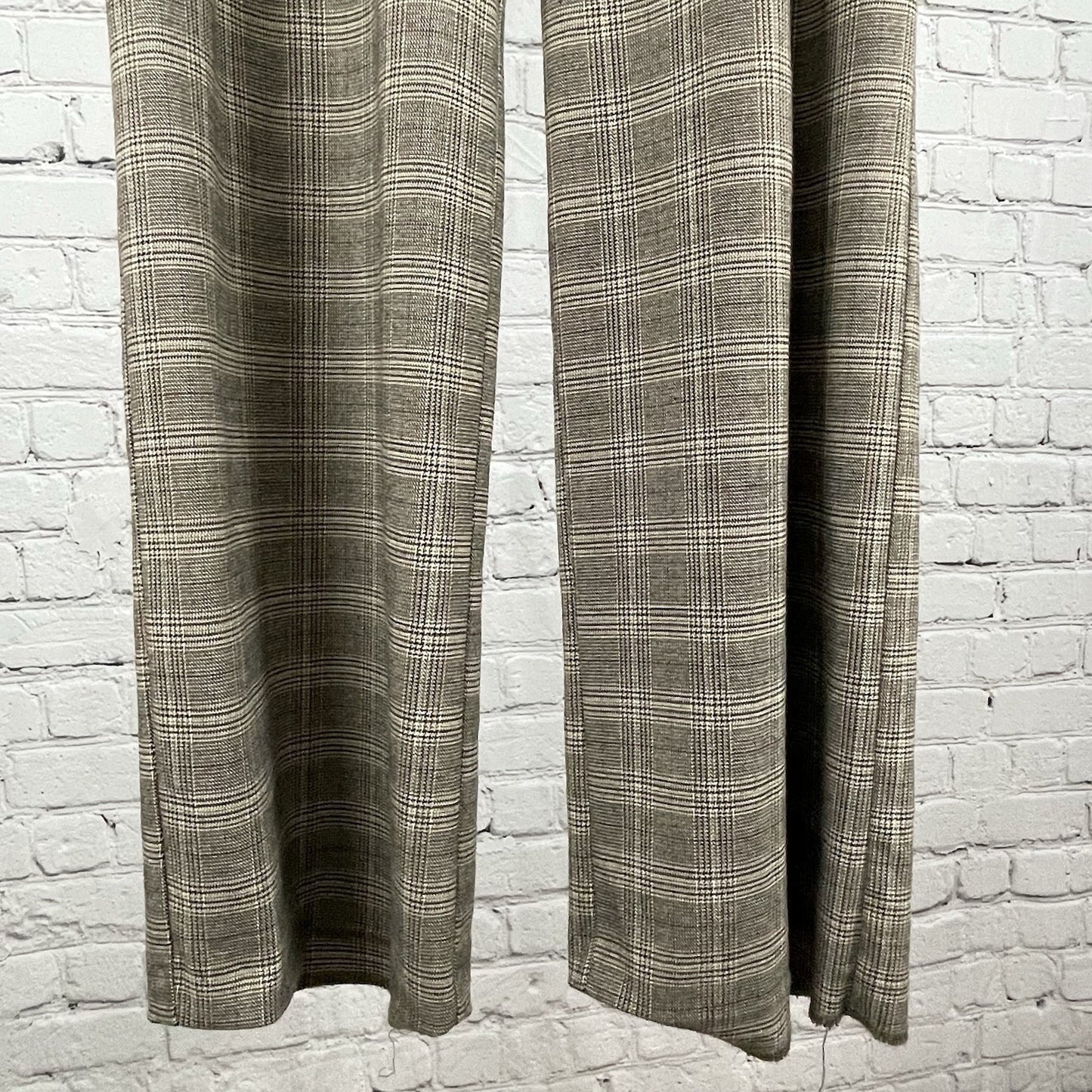 Zara Brown Plaid High Rise Pleated Straight Wide Leg Pants Size Small S (27x32)