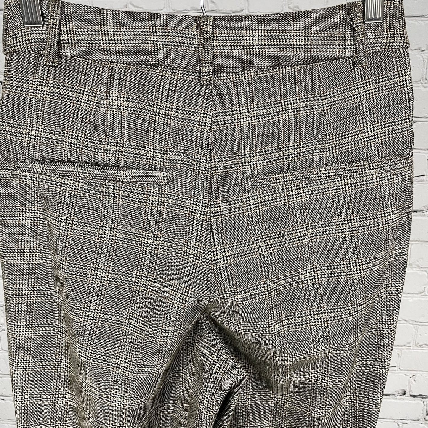 Zara Brown Plaid High Rise Pleated Straight Wide Leg Pants Size Small S (27x32)