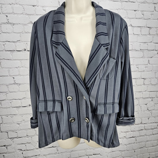 Free People We The Free Blue Double Breasted Relaxed Blazer Jacket Medium M