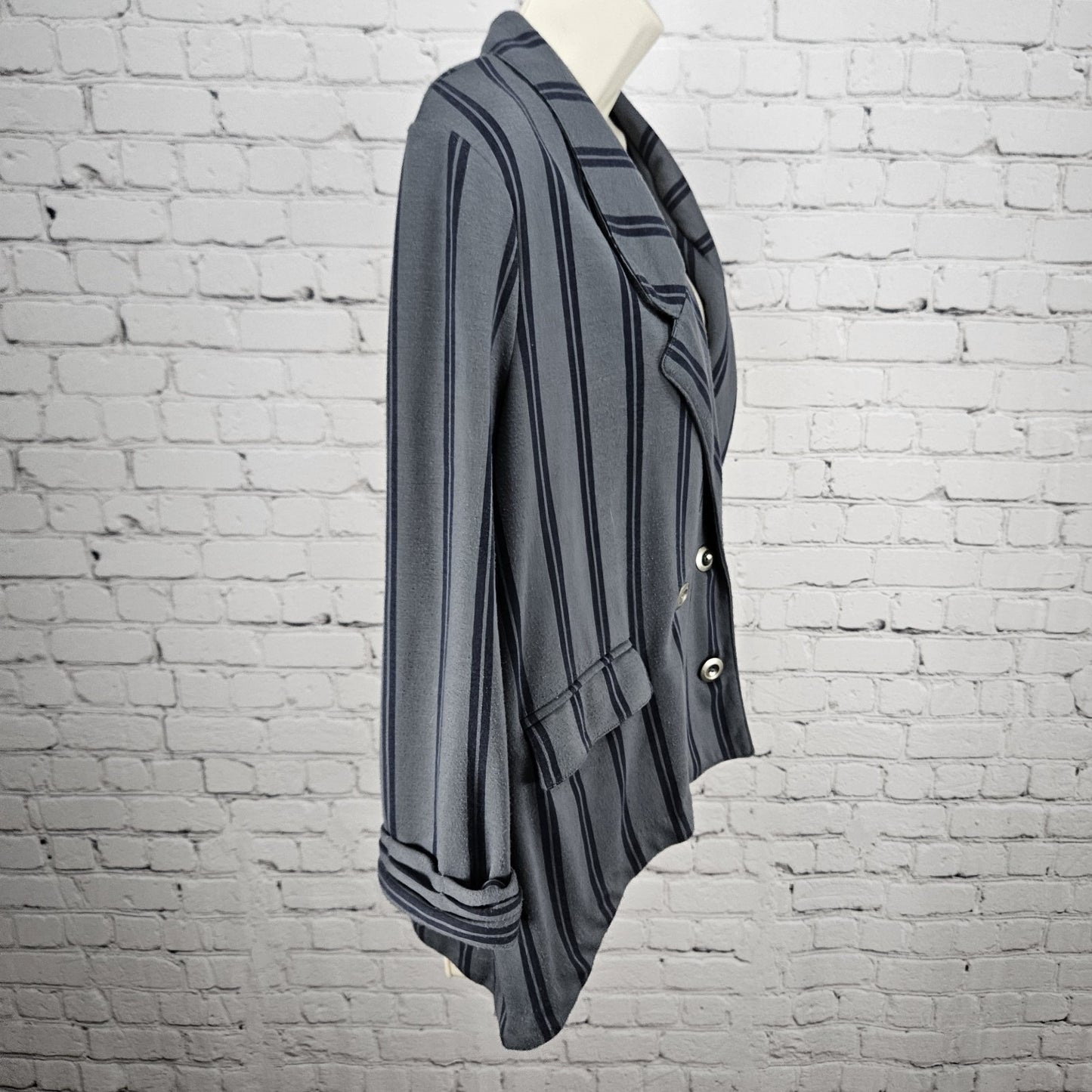 Free People We The Free Blue Double Breasted Relaxed Blazer Jacket Medium M
