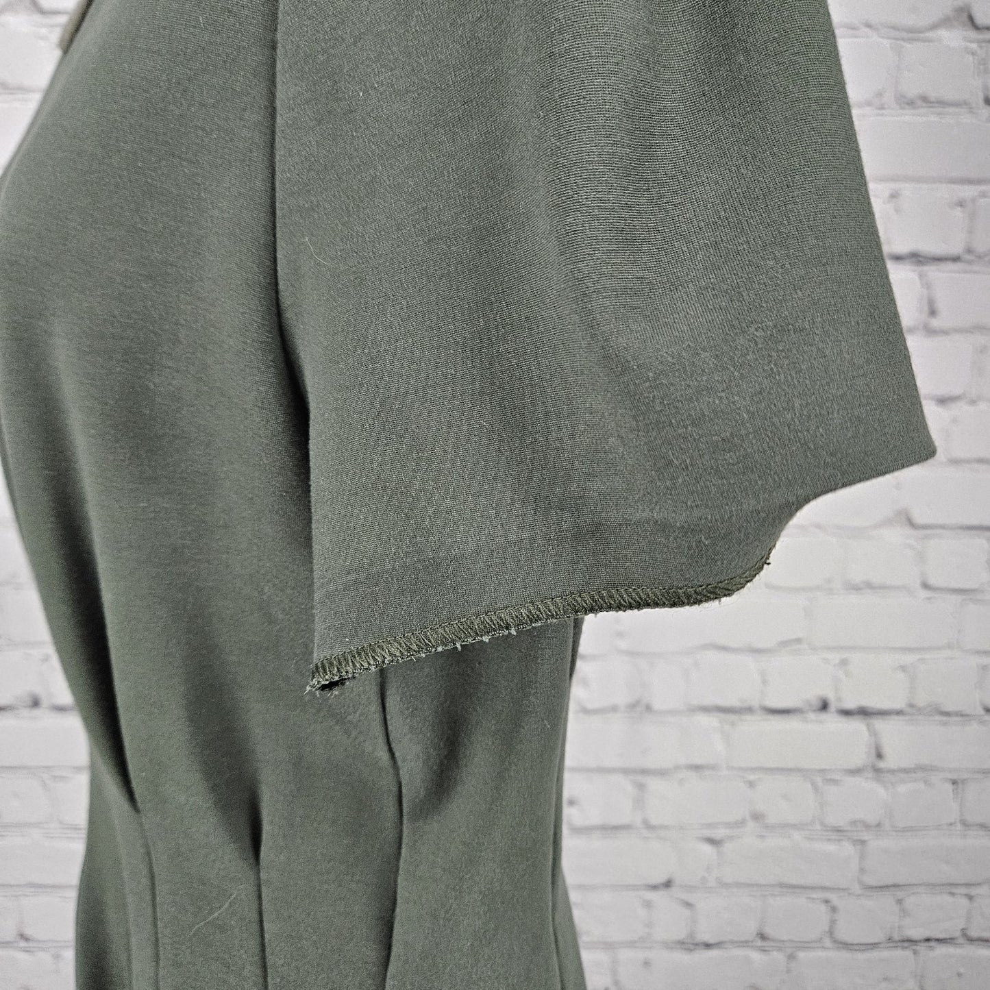 Madewell Green Pleated Short Sleeve Pockets Stretch A-Line Midi Dress Small S