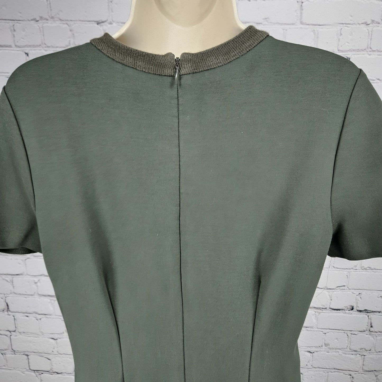 Madewell Green Pleated Short Sleeve Pockets Stretch A-Line Midi Dress Small S