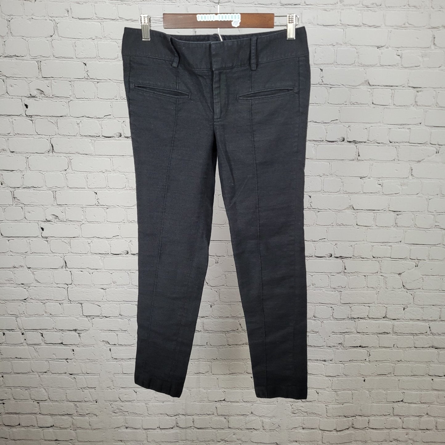 Helmut Lang Black Wool Linen Blend Stretch Low Rise USA Made Pants Size 4(29x27)