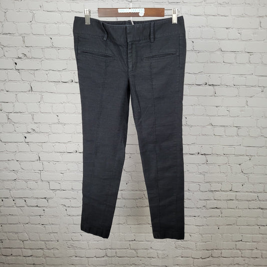 Helmut Lang Black Wool Linen Blend Stretch Low Rise USA Made Pants Size 4(29x27)