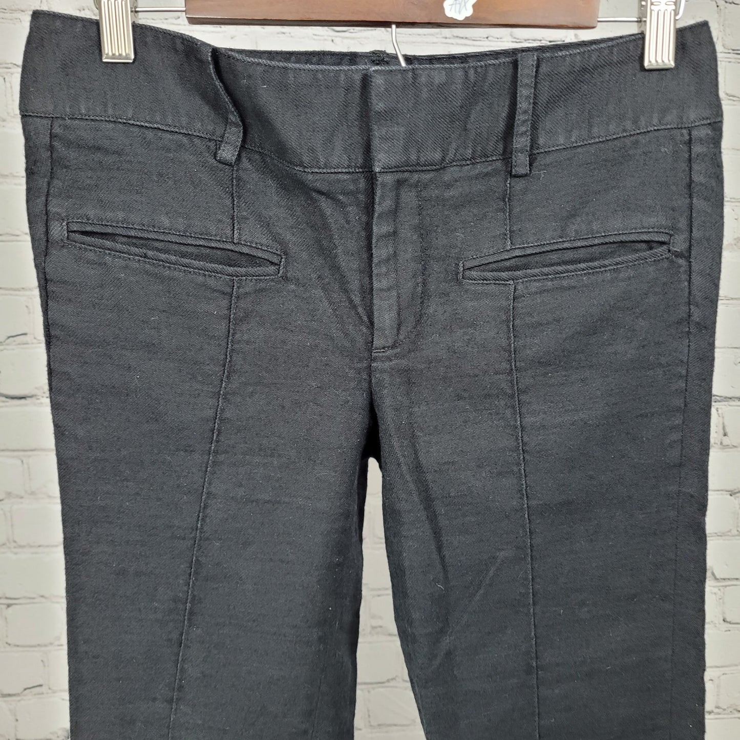 Helmut Lang Black Wool Linen Blend Stretch Low Rise USA Made Pants Size 4(29x27)
