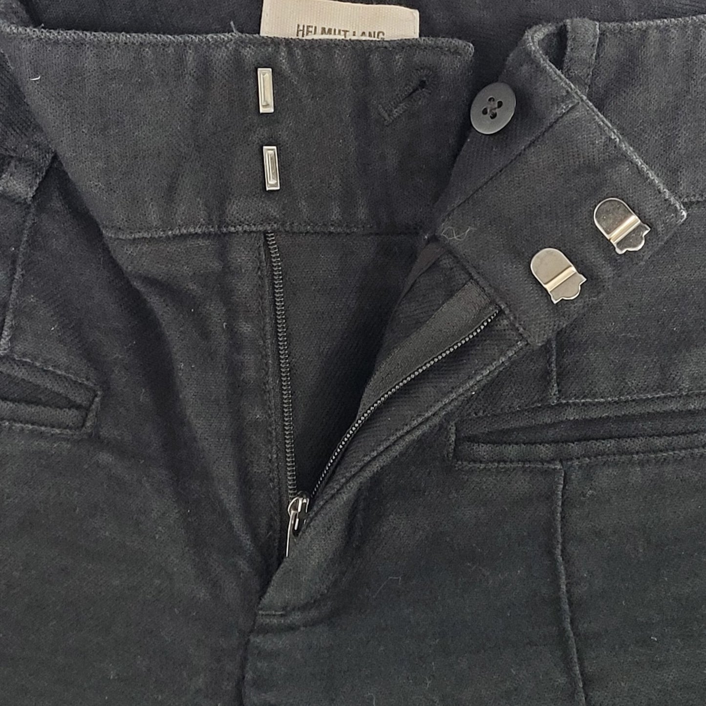 Helmut Lang Black Wool Linen Blend Stretch Low Rise USA Made Pants Size 4(29x27)