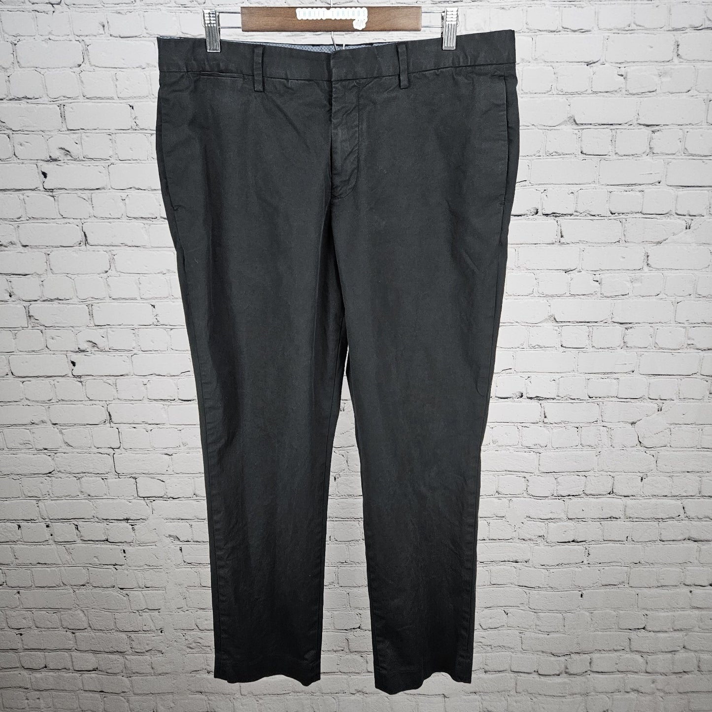 Bonobos Black Manteco Italian Fabric Athletic Stretch Straight Chino Pants 36x29